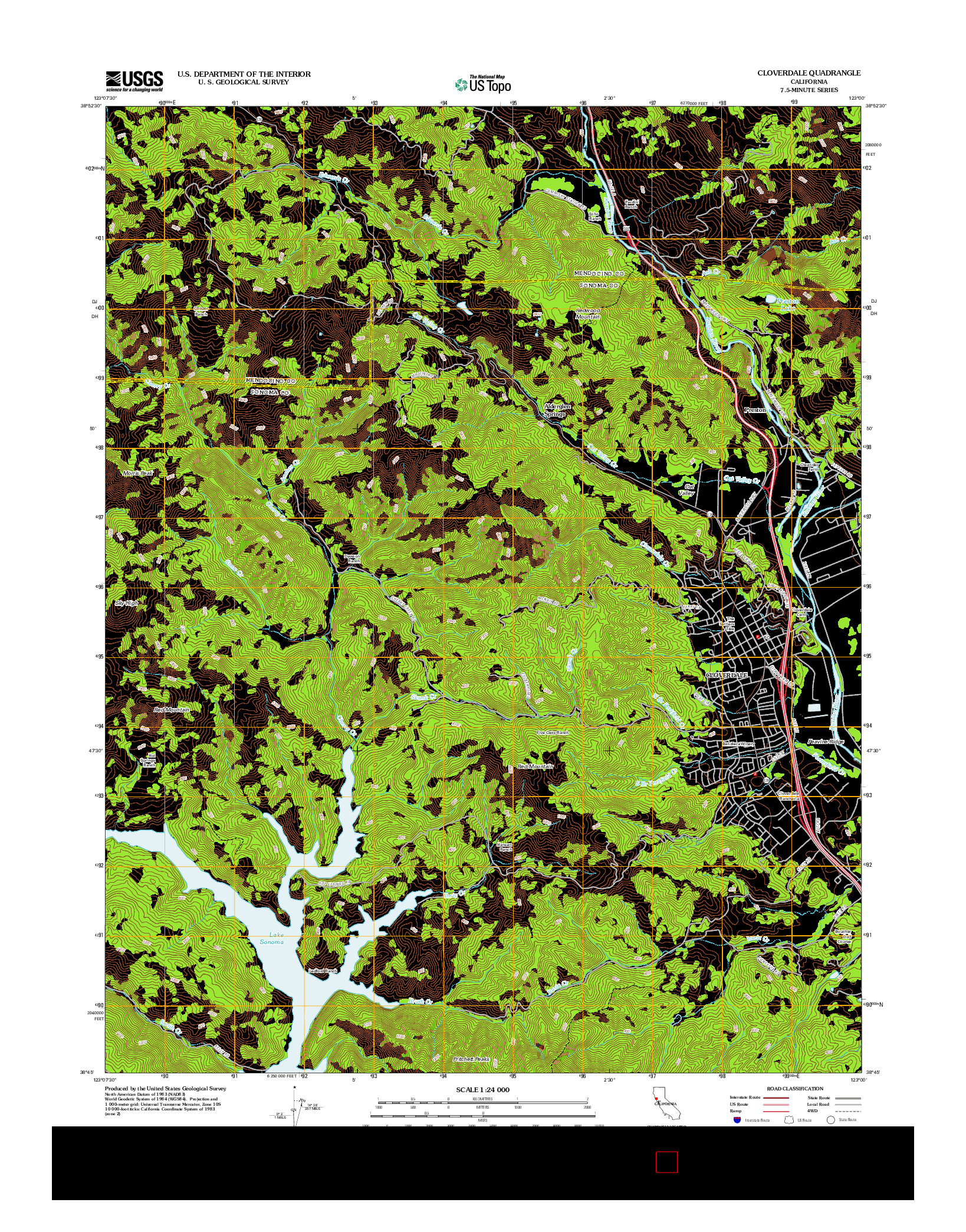 USGS US TOPO 7.5-MINUTE MAP FOR CLOVERDALE, CA 2012