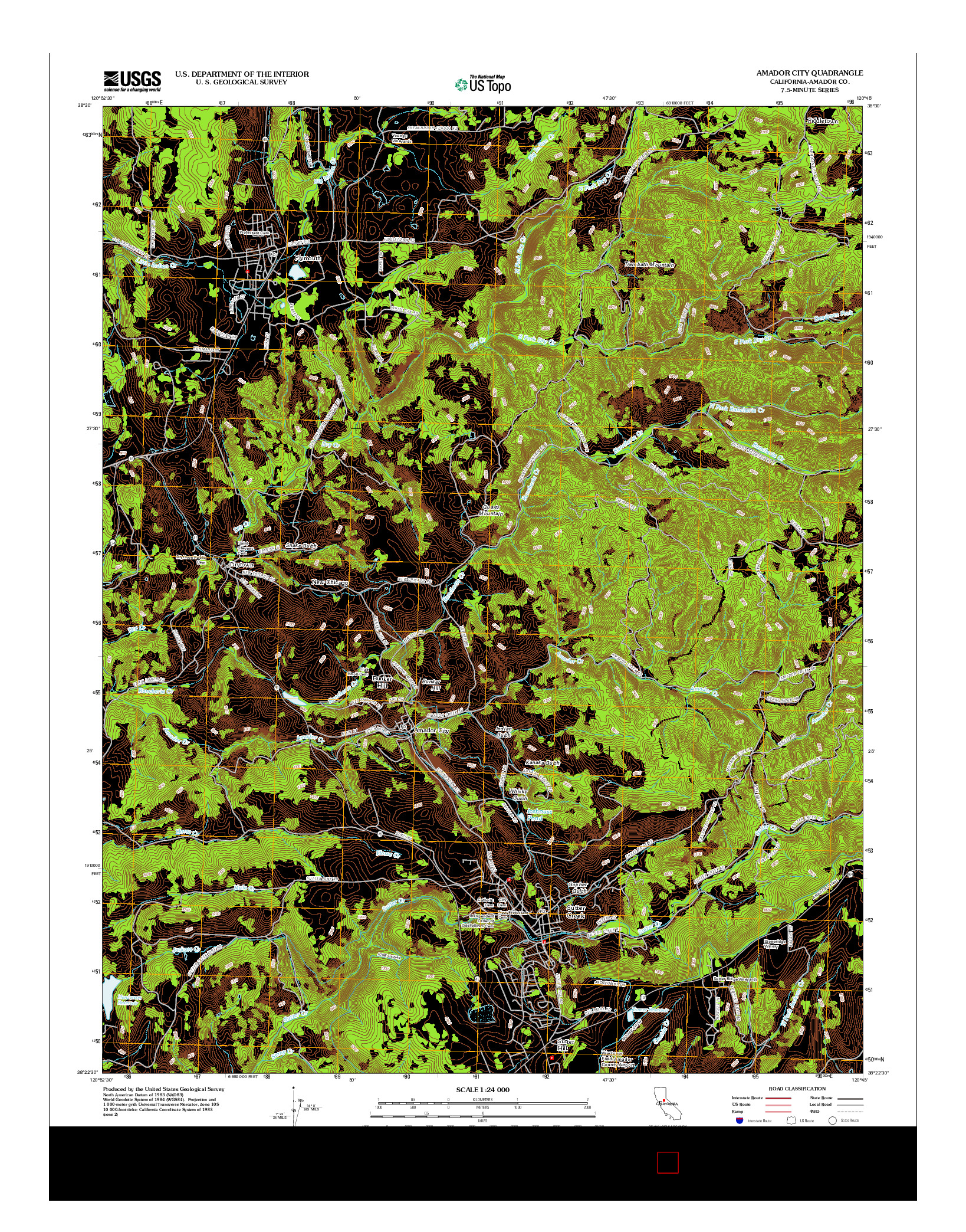 USGS US TOPO 7.5-MINUTE MAP FOR AMADOR CITY, CA 2012