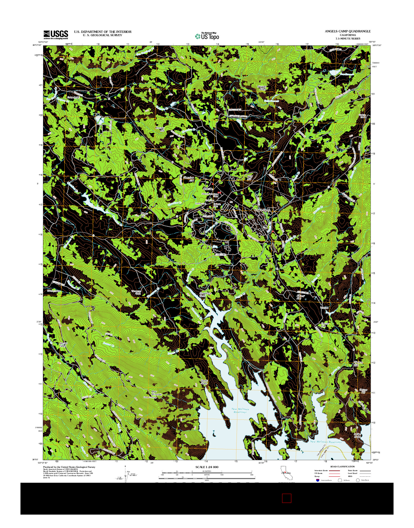 USGS US TOPO 7.5-MINUTE MAP FOR ANGELS CAMP, CA 2012