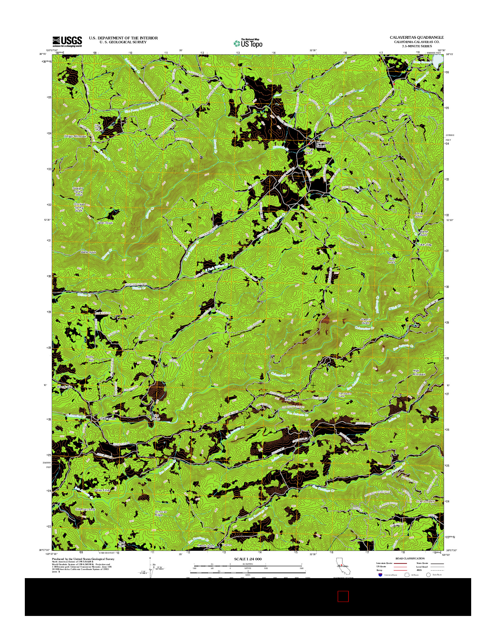 USGS US TOPO 7.5-MINUTE MAP FOR CALAVERITAS, CA 2012