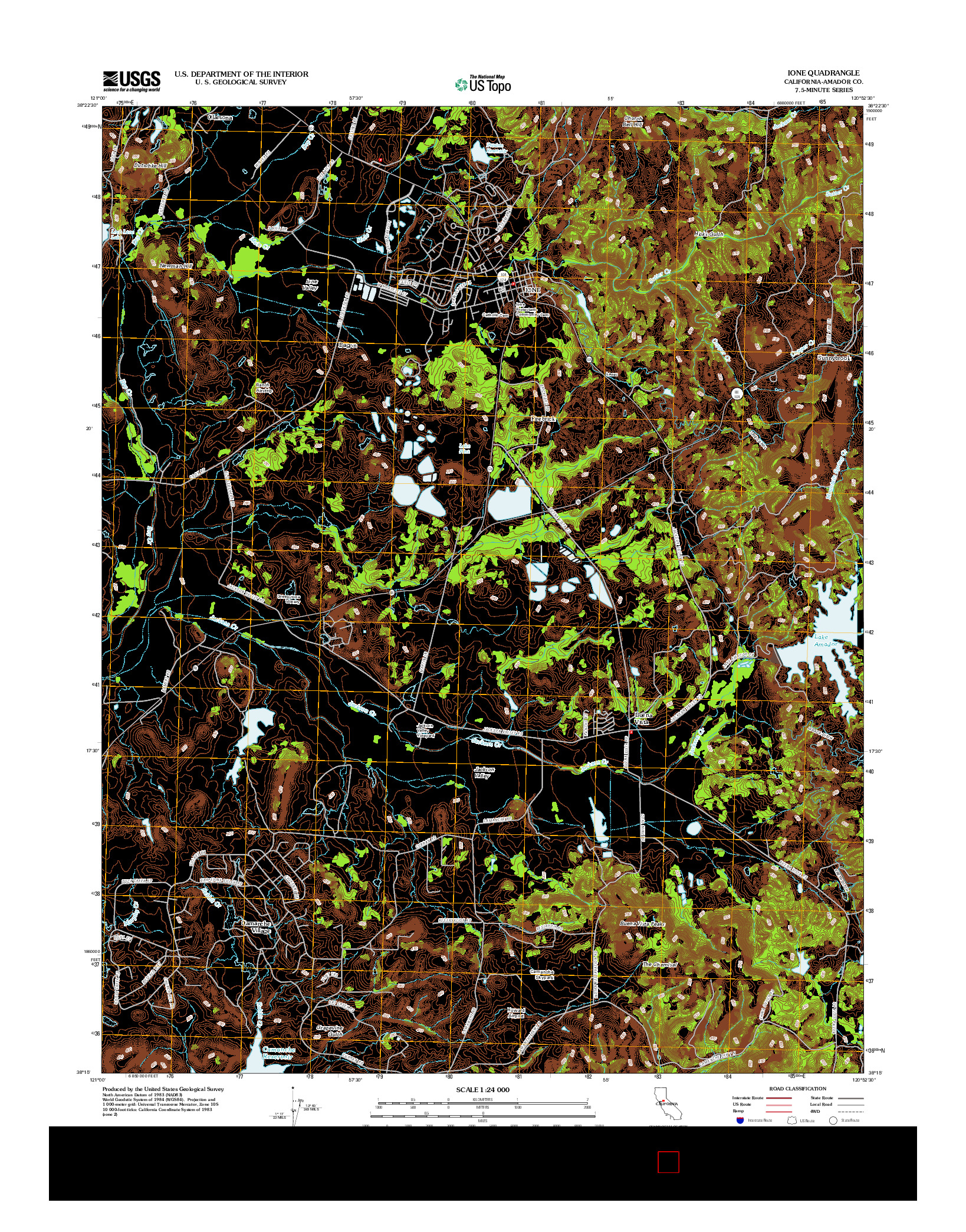 USGS US TOPO 7.5-MINUTE MAP FOR IONE, CA 2012