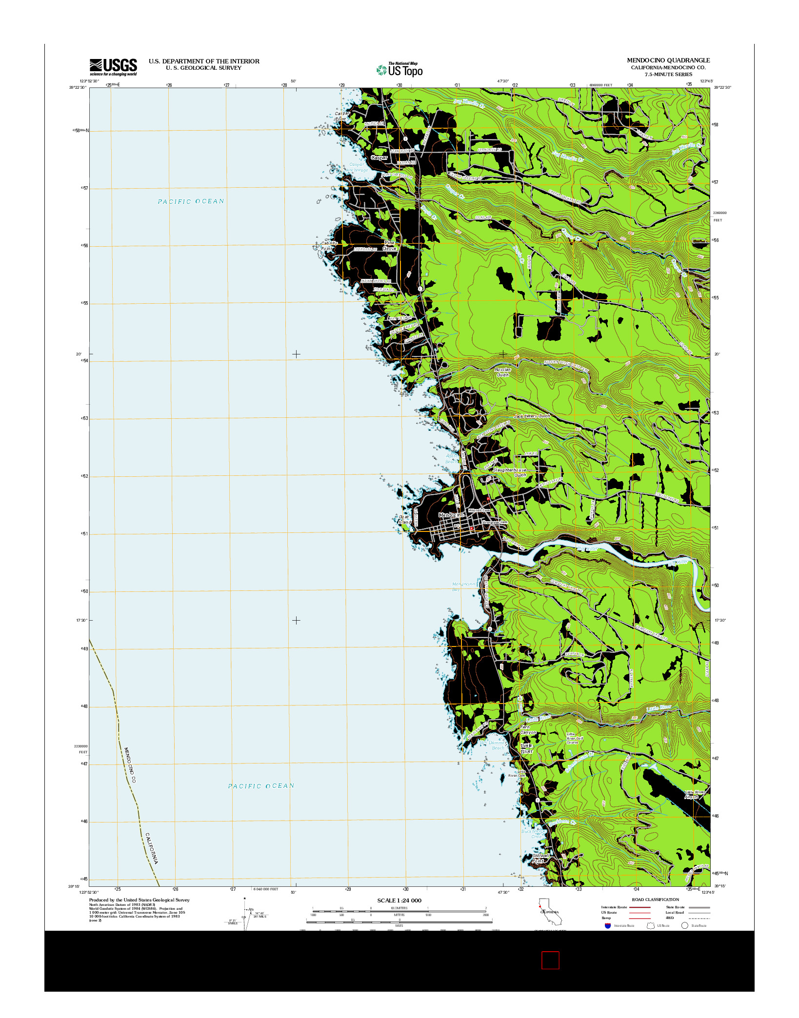 USGS US TOPO 7.5-MINUTE MAP FOR MENDOCINO, CA 2012