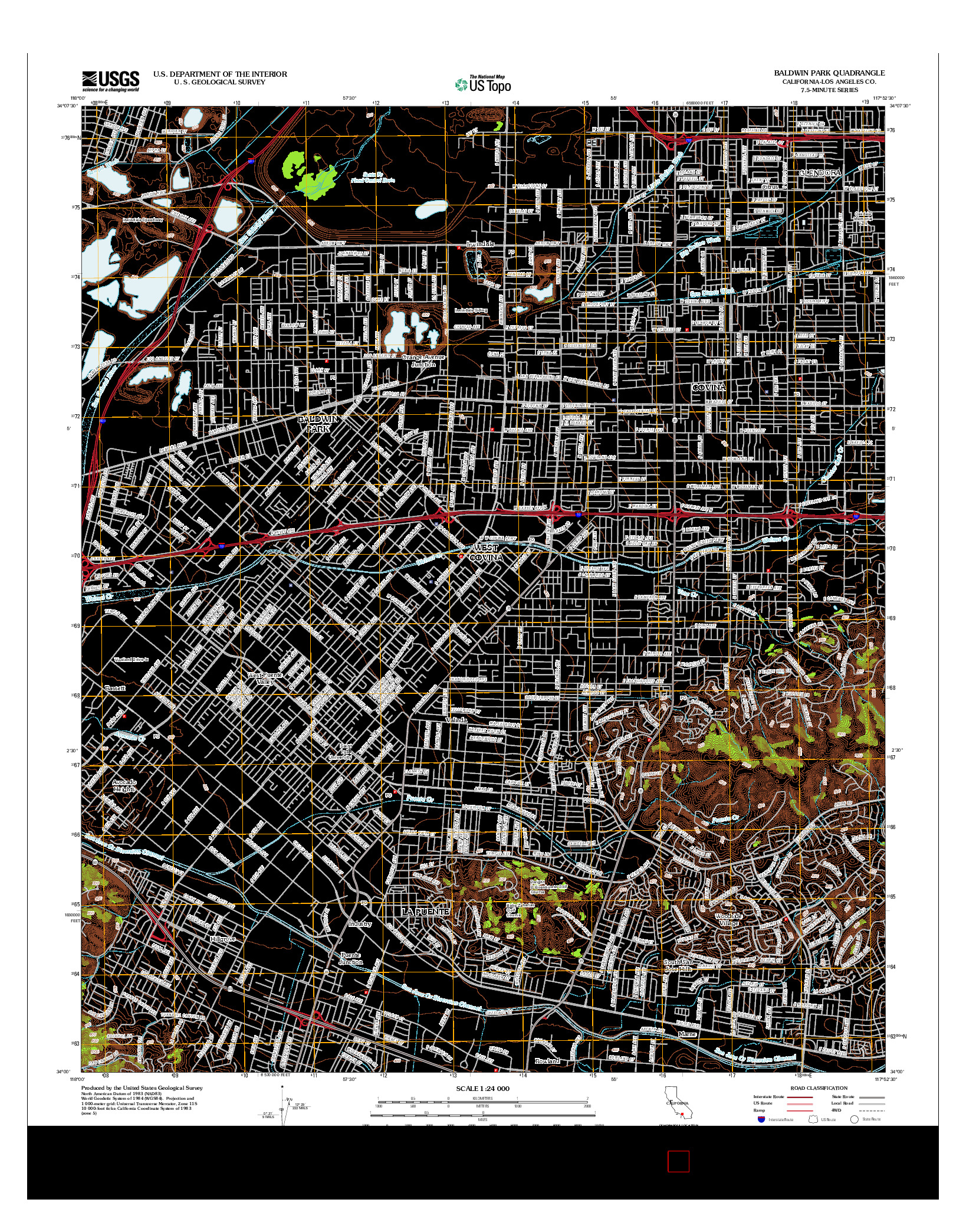USGS US TOPO 7.5-MINUTE MAP FOR BALDWIN PARK, CA 2012