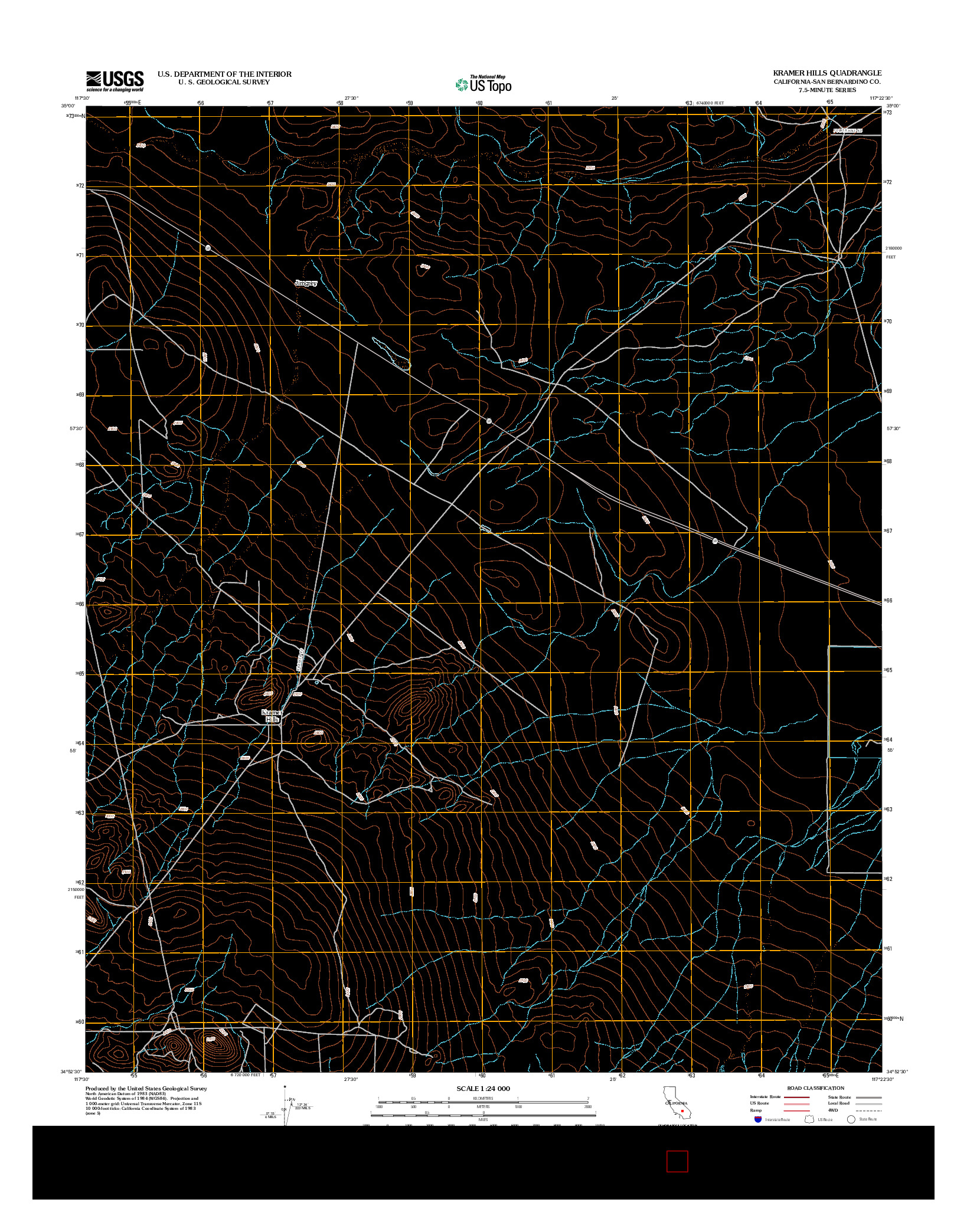 USGS US TOPO 7.5-MINUTE MAP FOR KRAMER HILLS, CA 2012