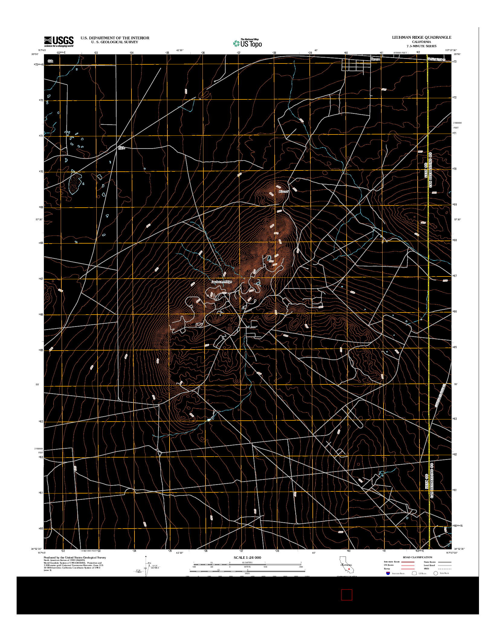 USGS US TOPO 7.5-MINUTE MAP FOR LEUHMAN RIDGE, CA 2012