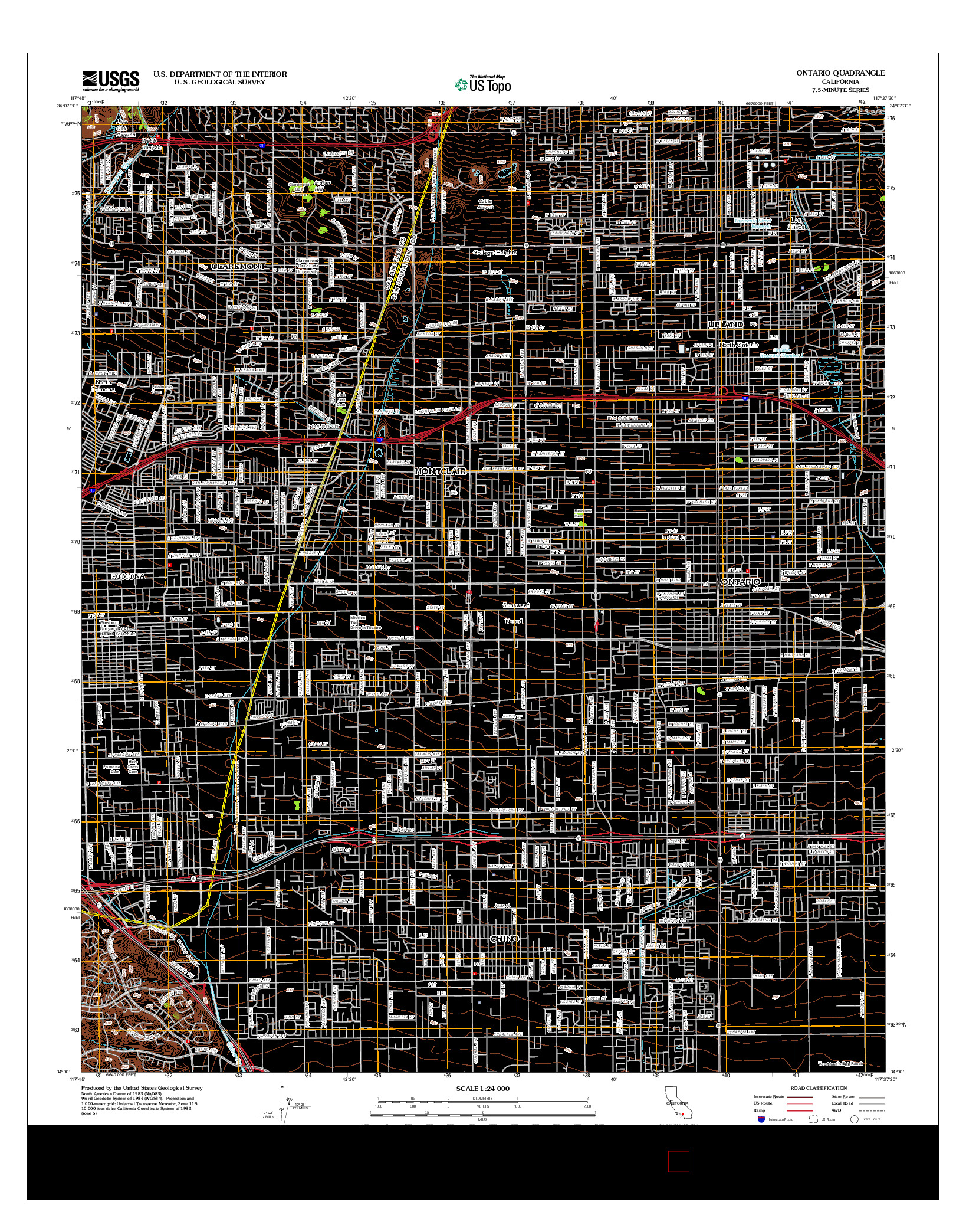 USGS US TOPO 7.5-MINUTE MAP FOR ONTARIO, CA 2012