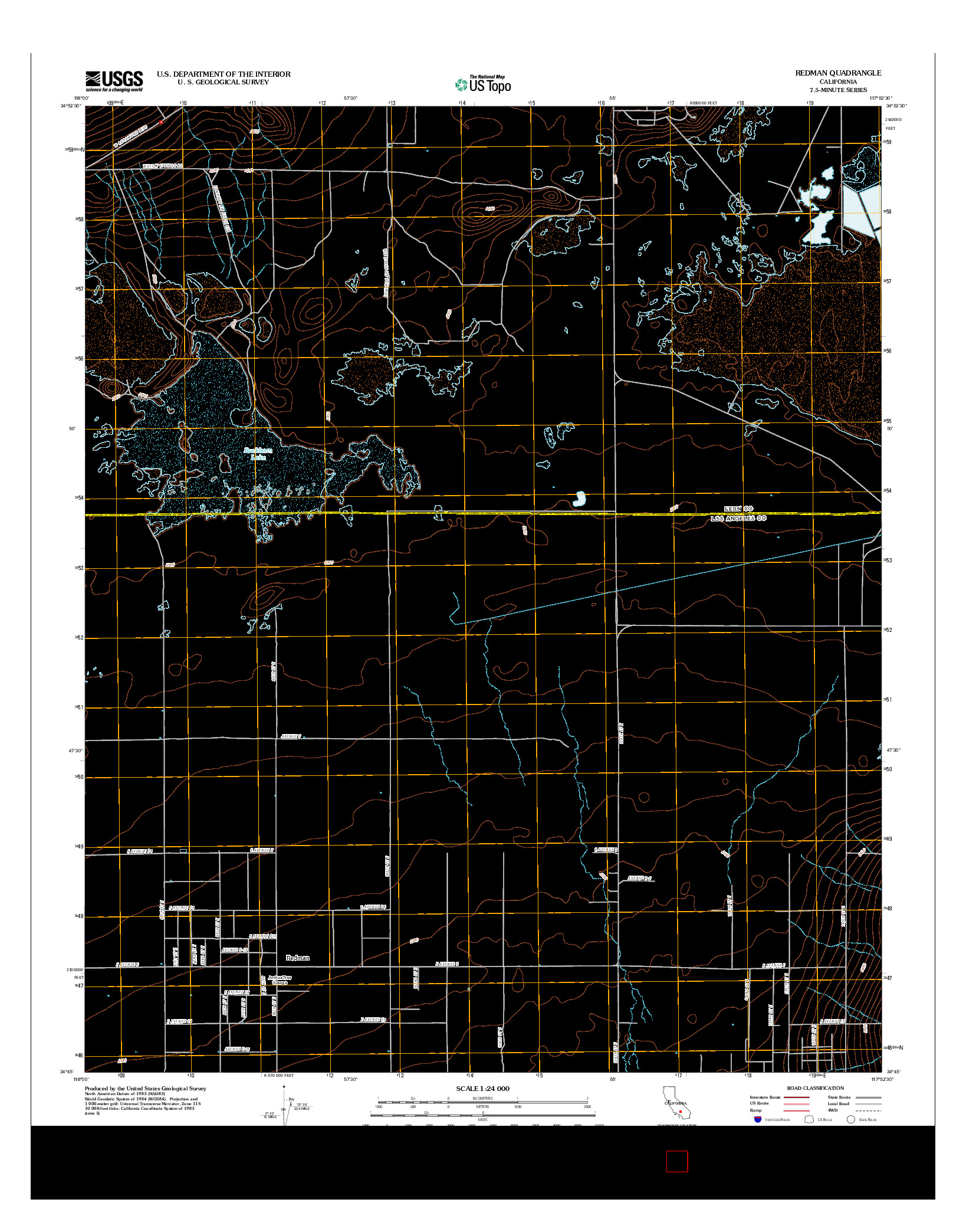 USGS US TOPO 7.5-MINUTE MAP FOR REDMAN, CA 2012