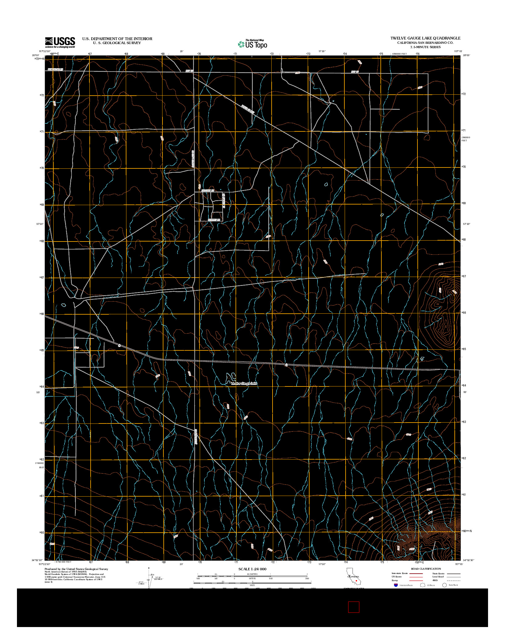 USGS US TOPO 7.5-MINUTE MAP FOR TWELVE GAUGE LAKE, CA 2012