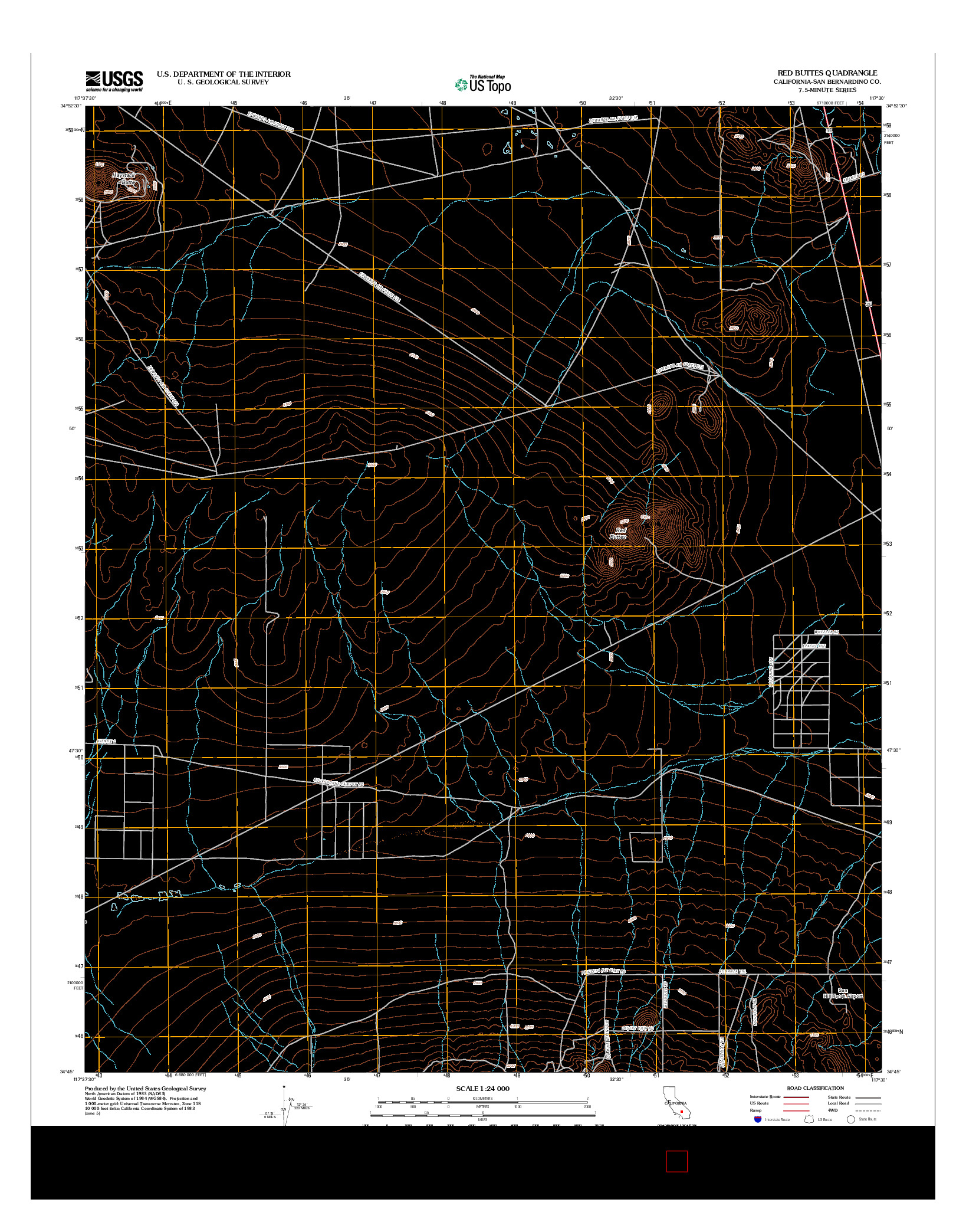 USGS US TOPO 7.5-MINUTE MAP FOR RED BUTTES, CA 2012