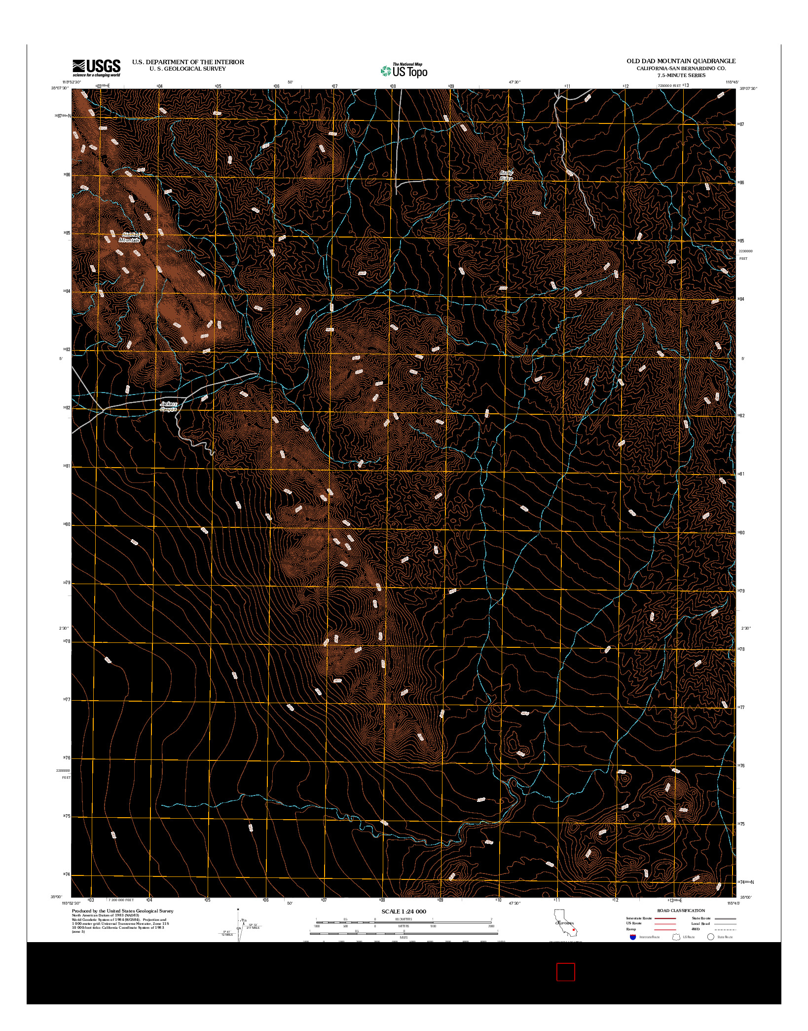 USGS US TOPO 7.5-MINUTE MAP FOR OLD DAD MOUNTAIN, CA 2012