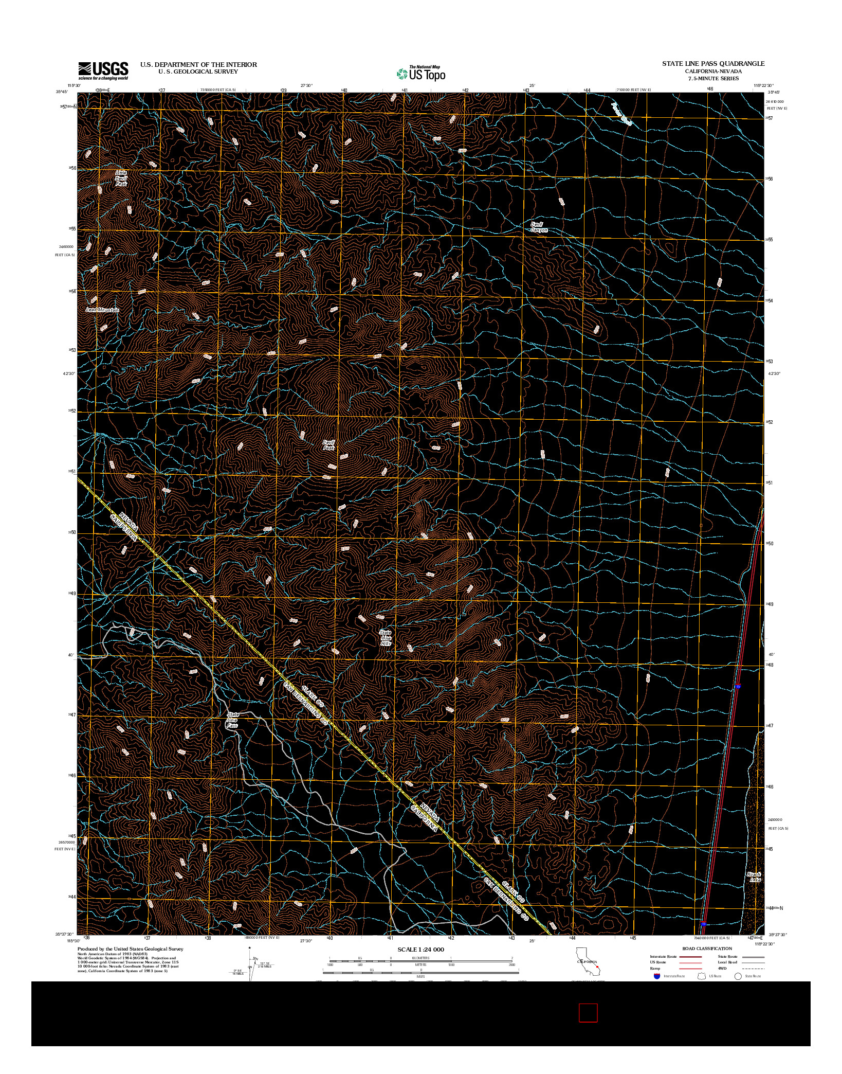 USGS US TOPO 7.5-MINUTE MAP FOR STATE LINE PASS, CA-NV 2012