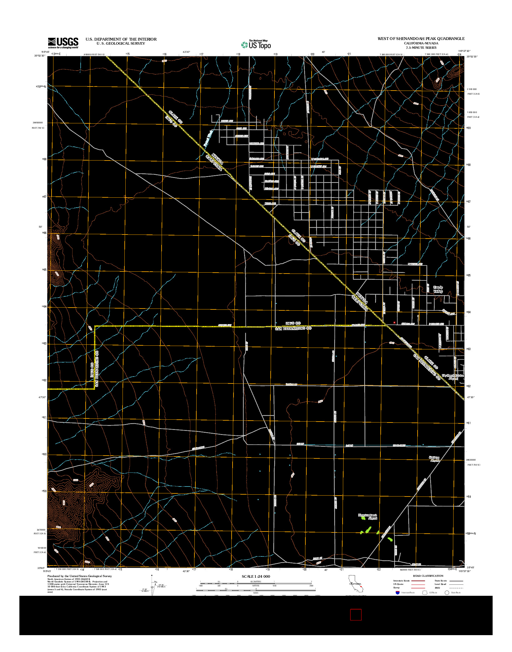 USGS US TOPO 7.5-MINUTE MAP FOR WEST OF SHENANDOAH PEAK, CA-NV 2012