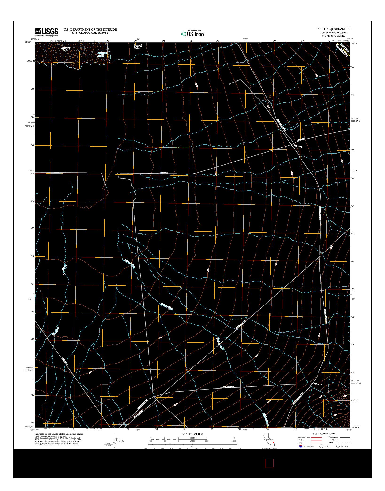 USGS US TOPO 7.5-MINUTE MAP FOR NIPTON, CA-NV 2012