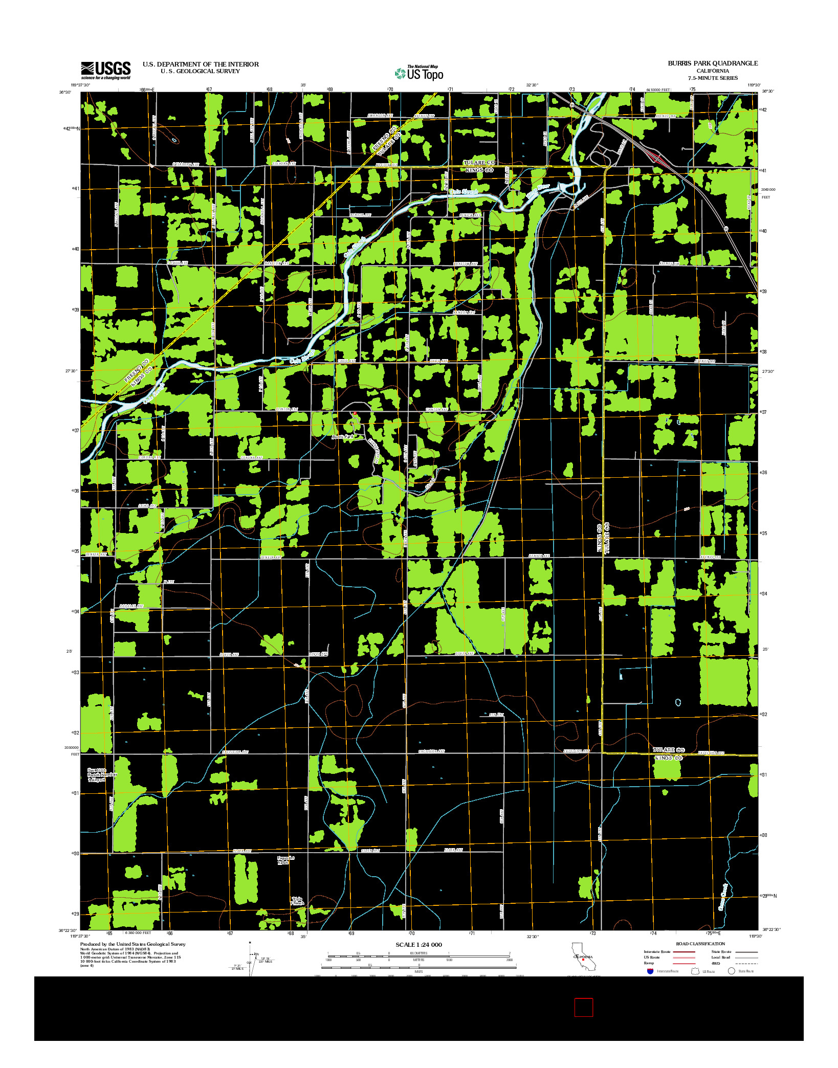 USGS US TOPO 7.5-MINUTE MAP FOR BURRIS PARK, CA 2012