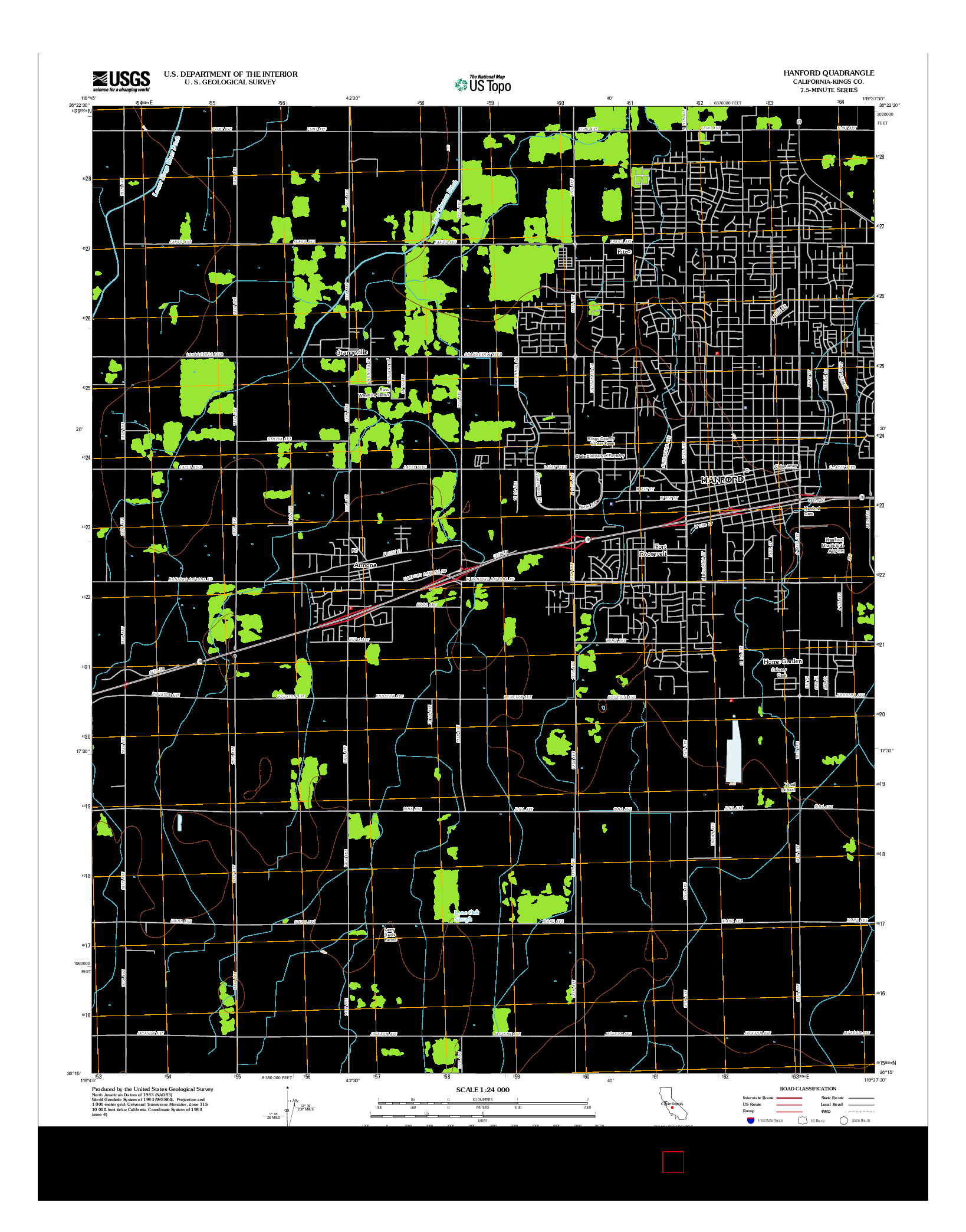 USGS US TOPO 7.5-MINUTE MAP FOR HANFORD, CA 2012