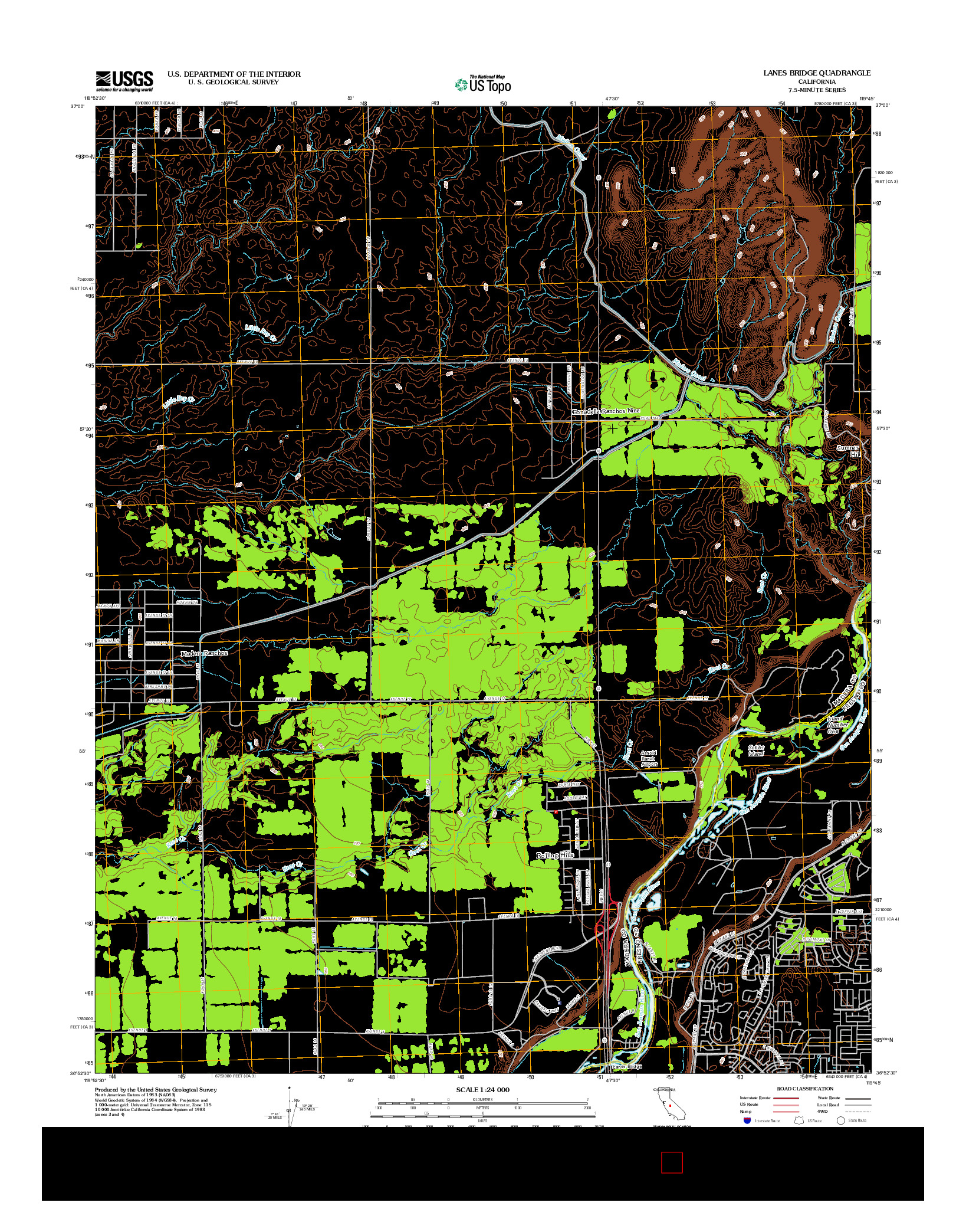 USGS US TOPO 7.5-MINUTE MAP FOR LANES BRIDGE, CA 2012