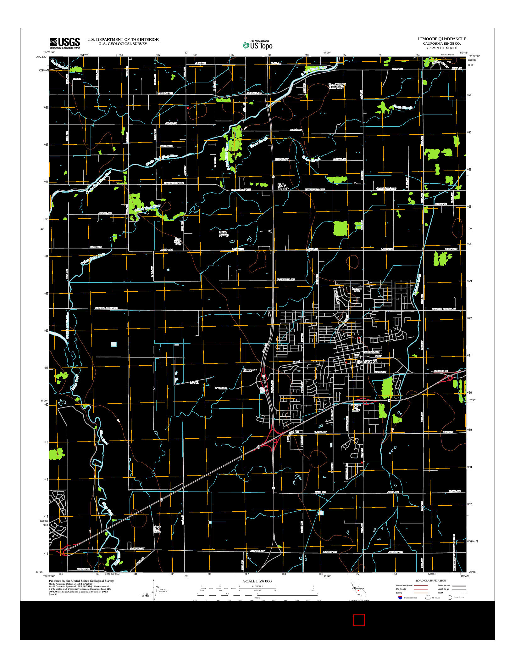 USGS US TOPO 7.5-MINUTE MAP FOR LEMOORE, CA 2012