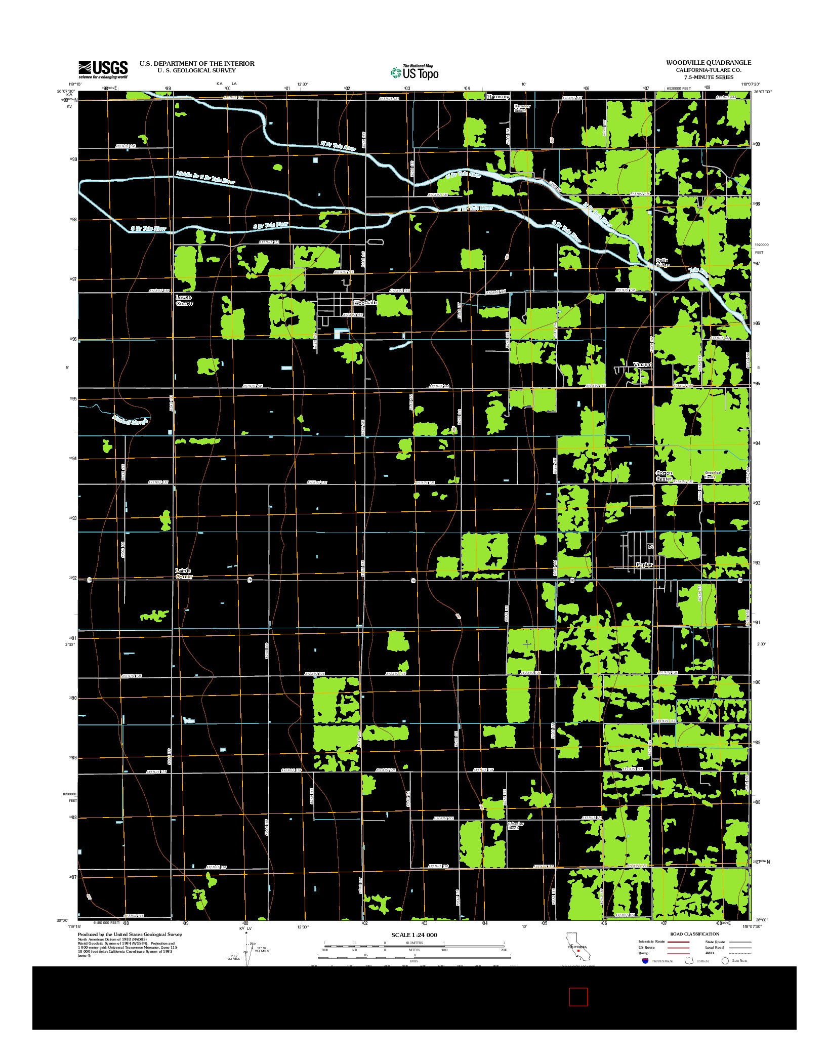 USGS US TOPO 7.5-MINUTE MAP FOR WOODVILLE, CA 2012