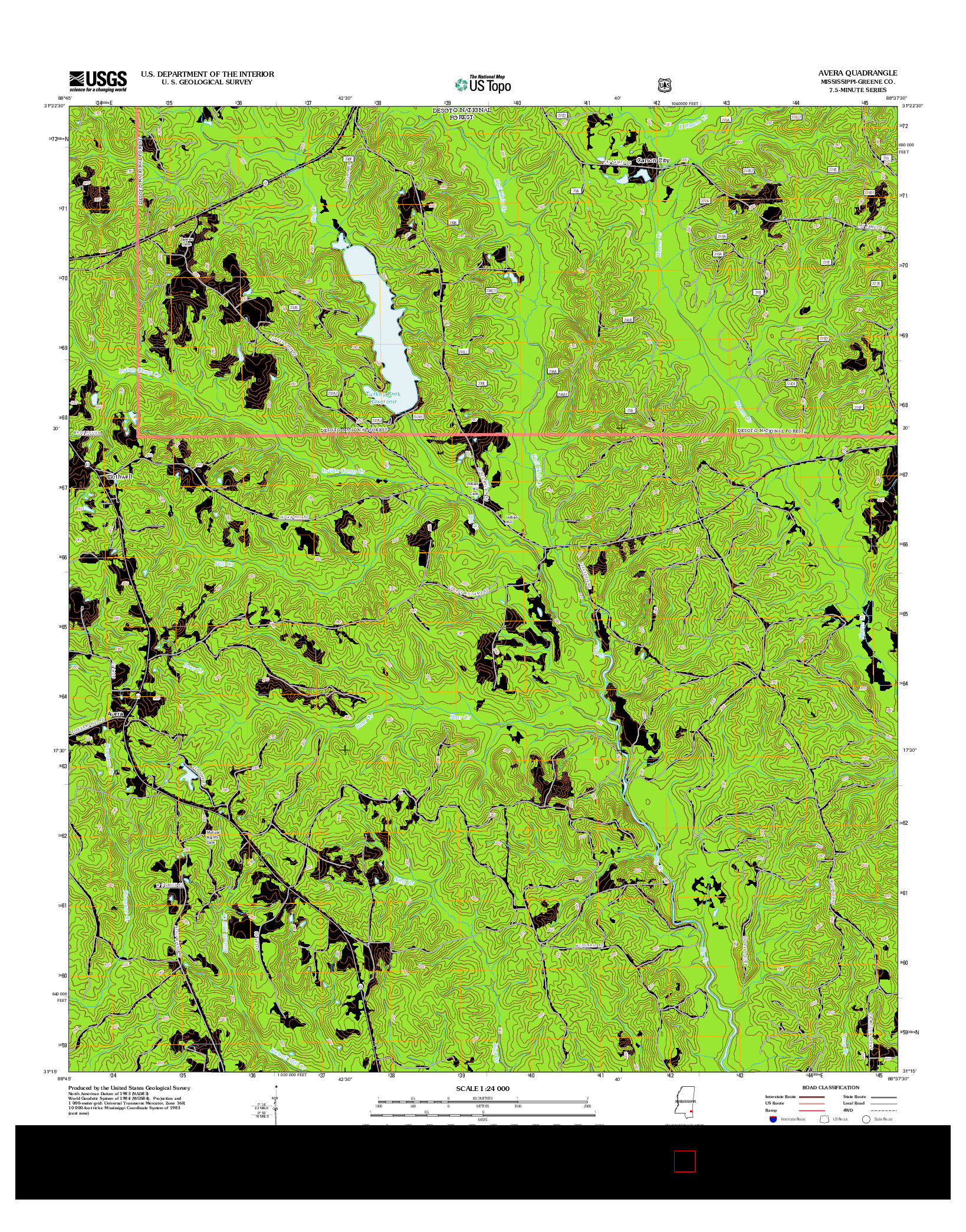 USGS US TOPO 7.5-MINUTE MAP FOR AVERA, MS 2012