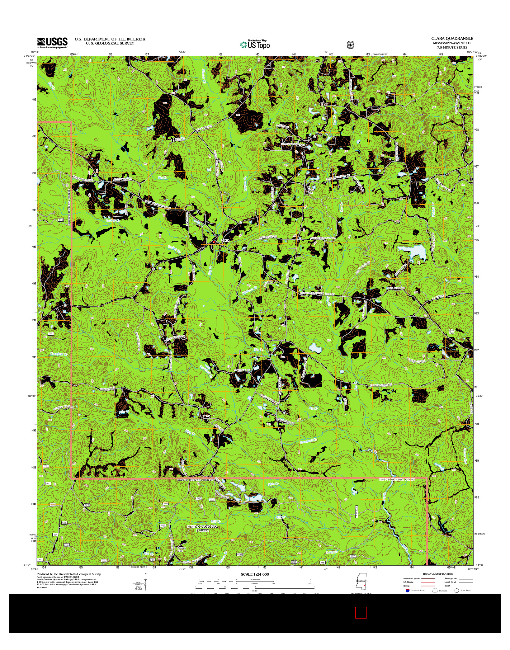 USGS US TOPO 7.5-MINUTE MAP FOR CLARA, MS 2012