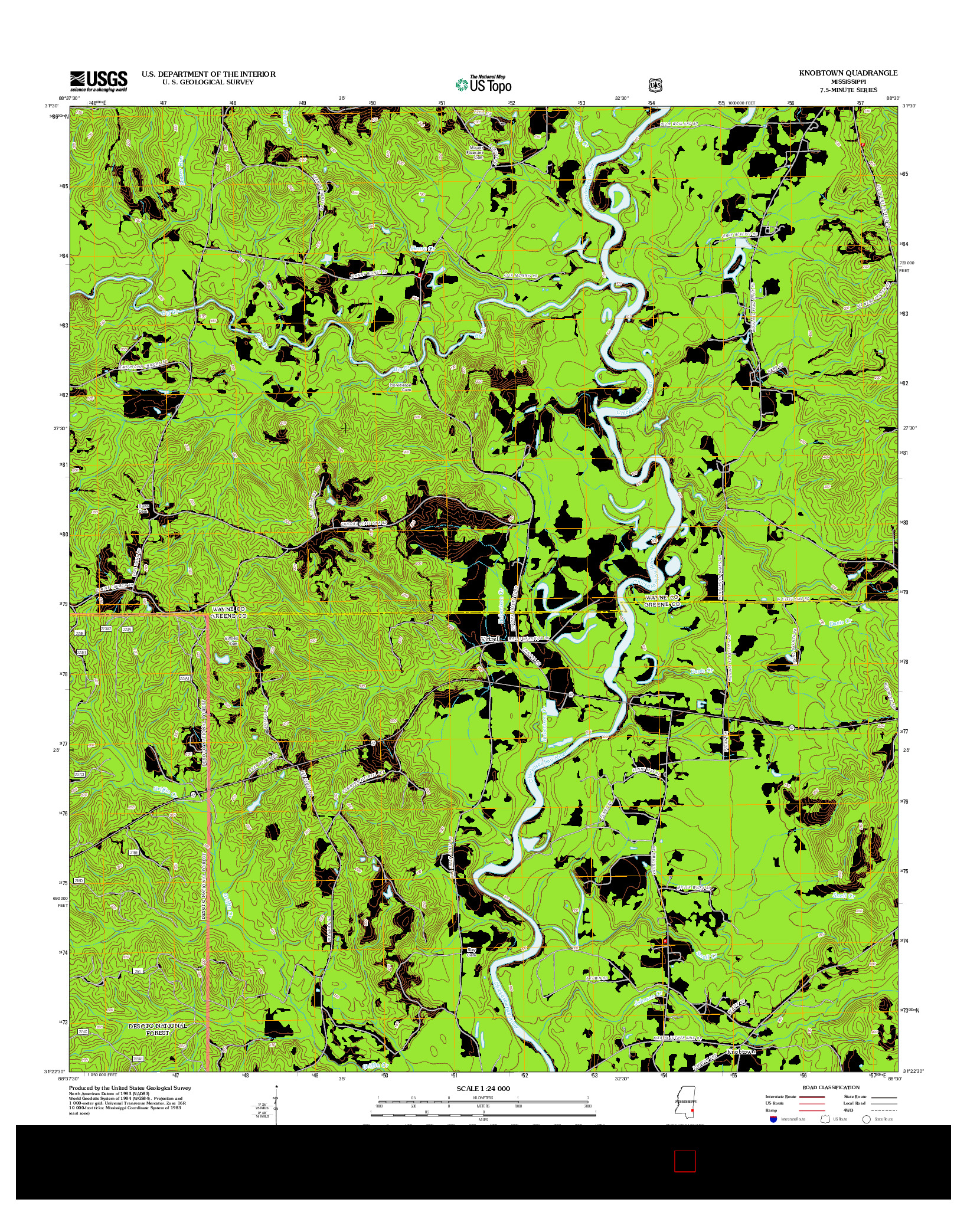 USGS US TOPO 7.5-MINUTE MAP FOR KNOBTOWN, MS 2012