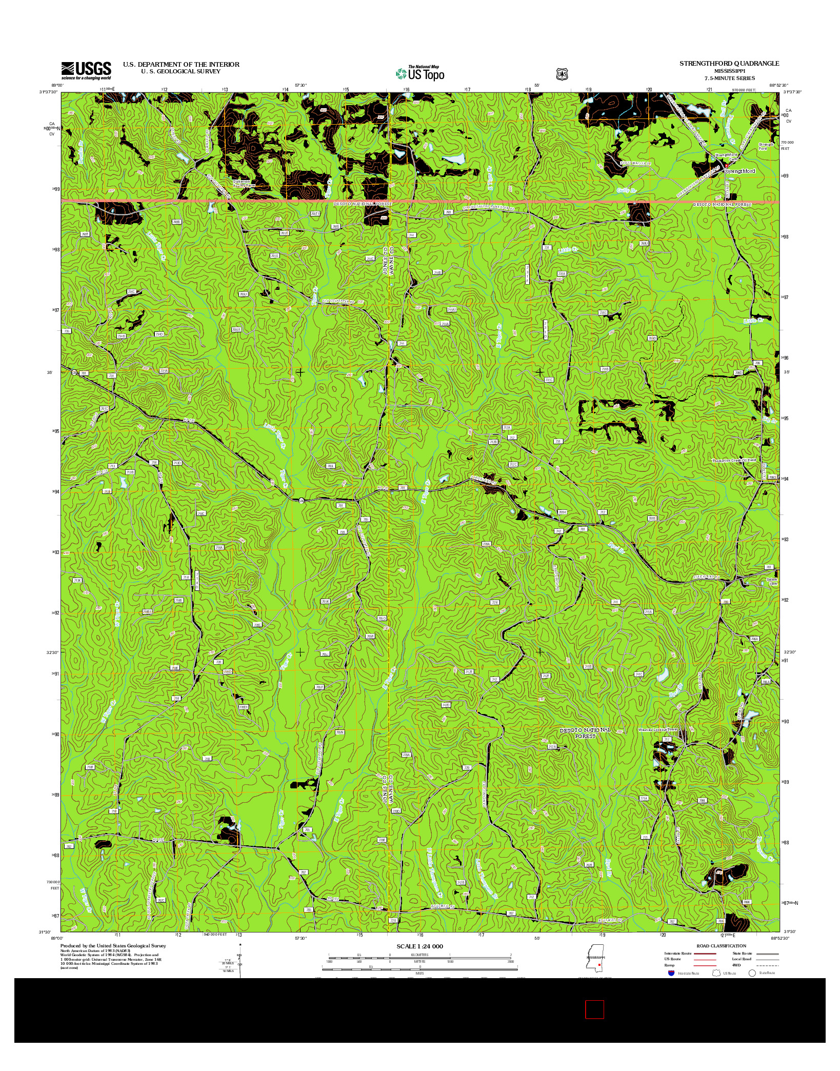 USGS US TOPO 7.5-MINUTE MAP FOR STRENGTHFORD, MS 2012