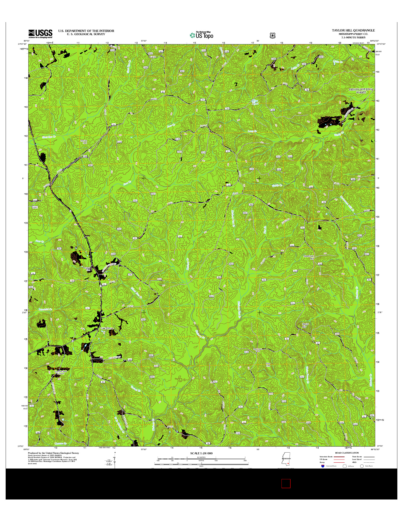 USGS US TOPO 7.5-MINUTE MAP FOR TAYLOR HILL, MS 2012