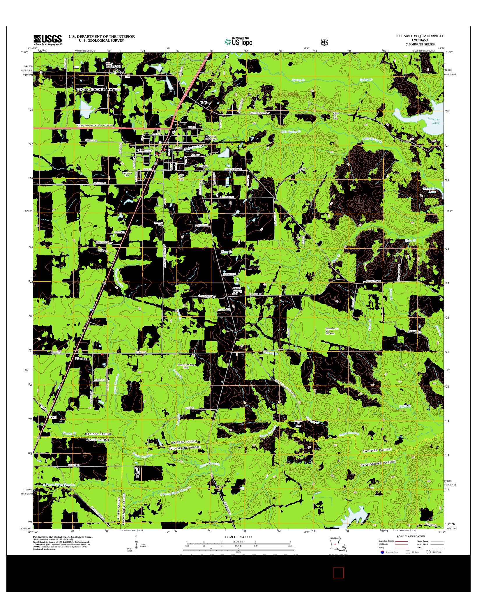 USGS US TOPO 7.5-MINUTE MAP FOR GLENMORA, LA 2012
