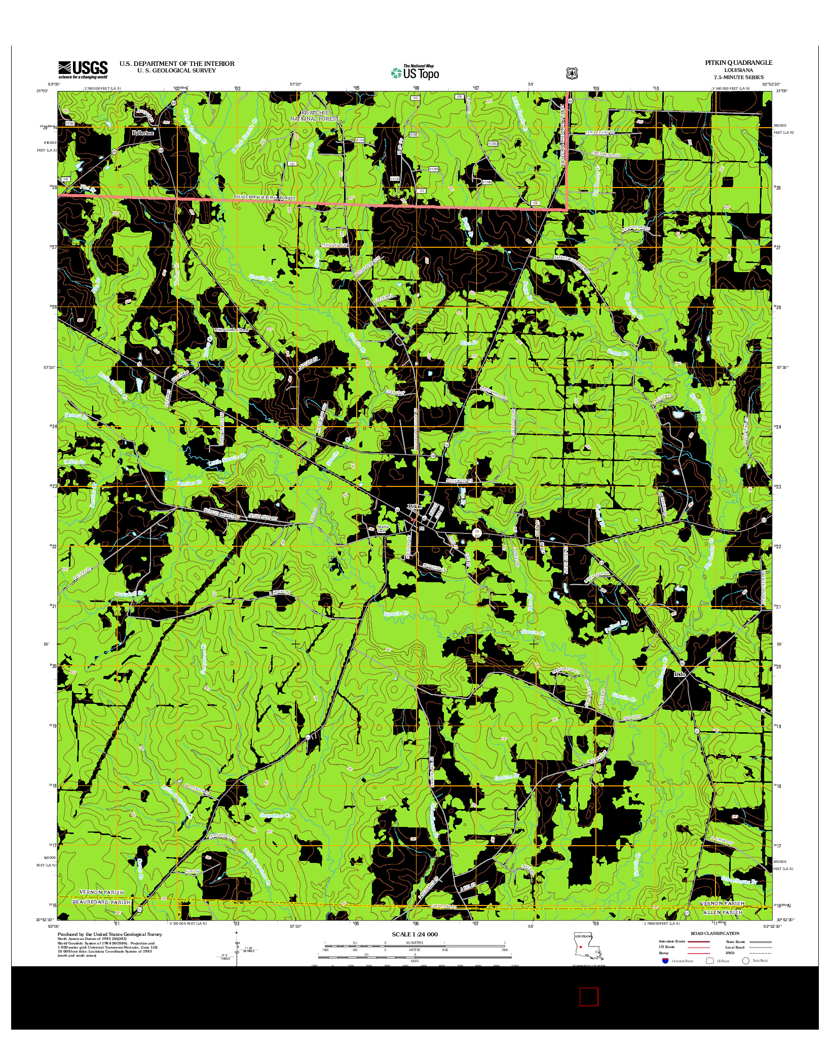 USGS US TOPO 7.5-MINUTE MAP FOR PITKIN, LA 2012