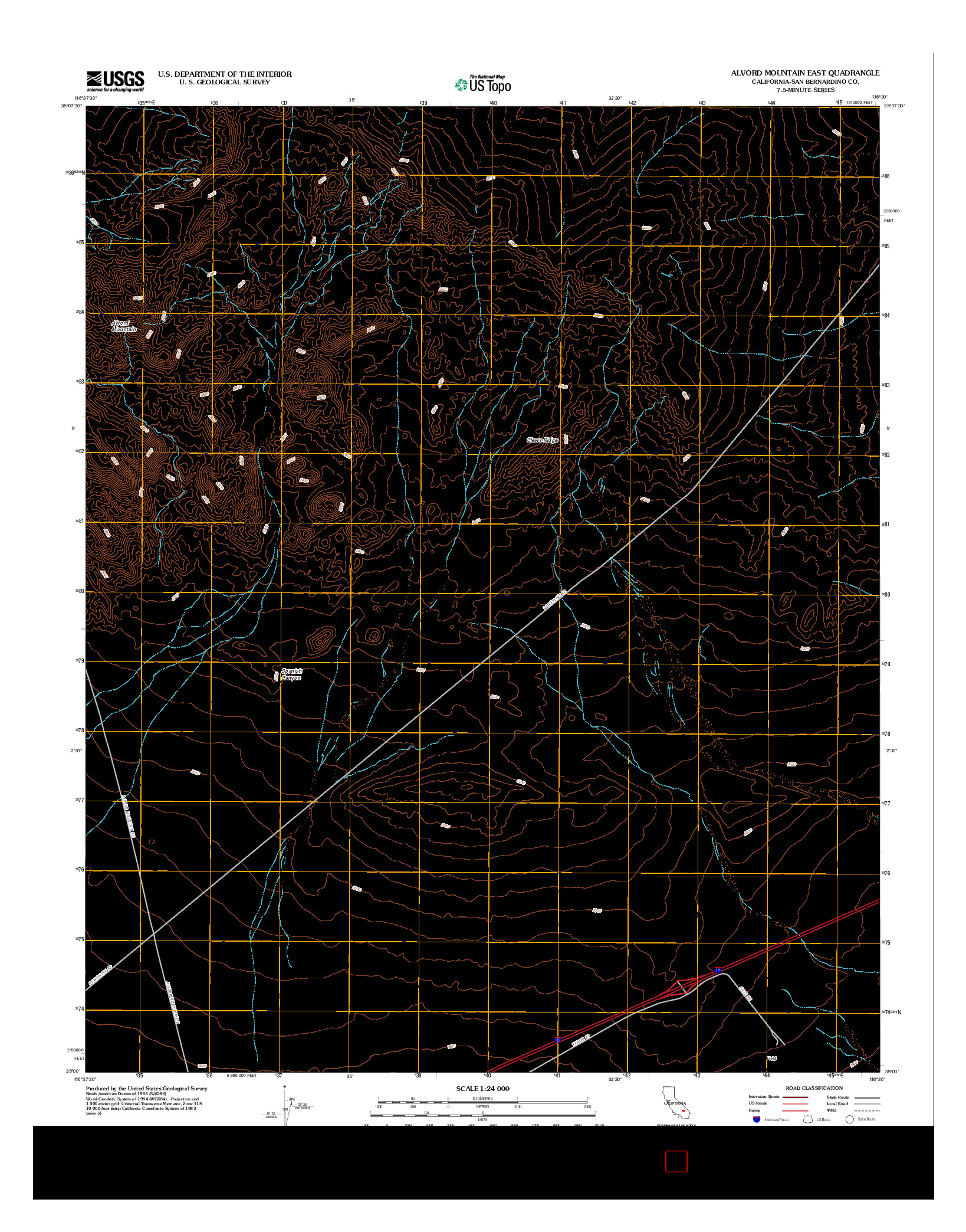 USGS US TOPO 7.5-MINUTE MAP FOR ALVORD MOUNTAIN EAST, CA 2012