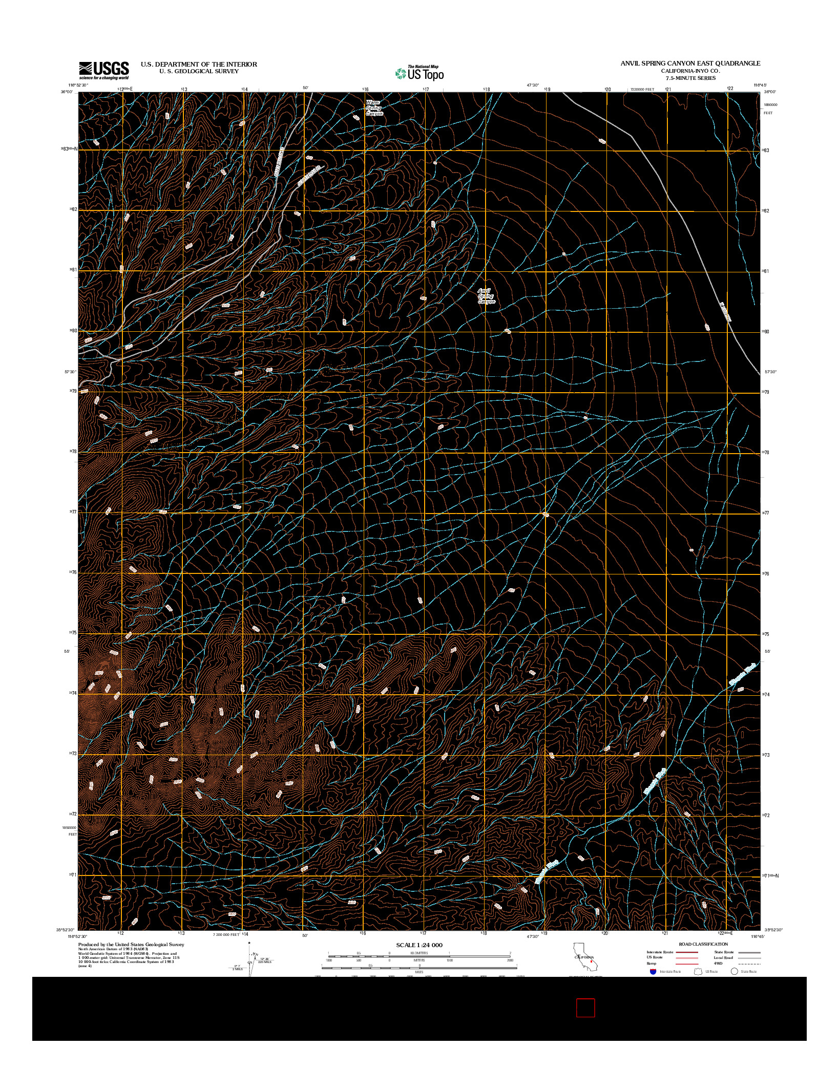 USGS US TOPO 7.5-MINUTE MAP FOR ANVIL SPRING CANYON EAST, CA 2012