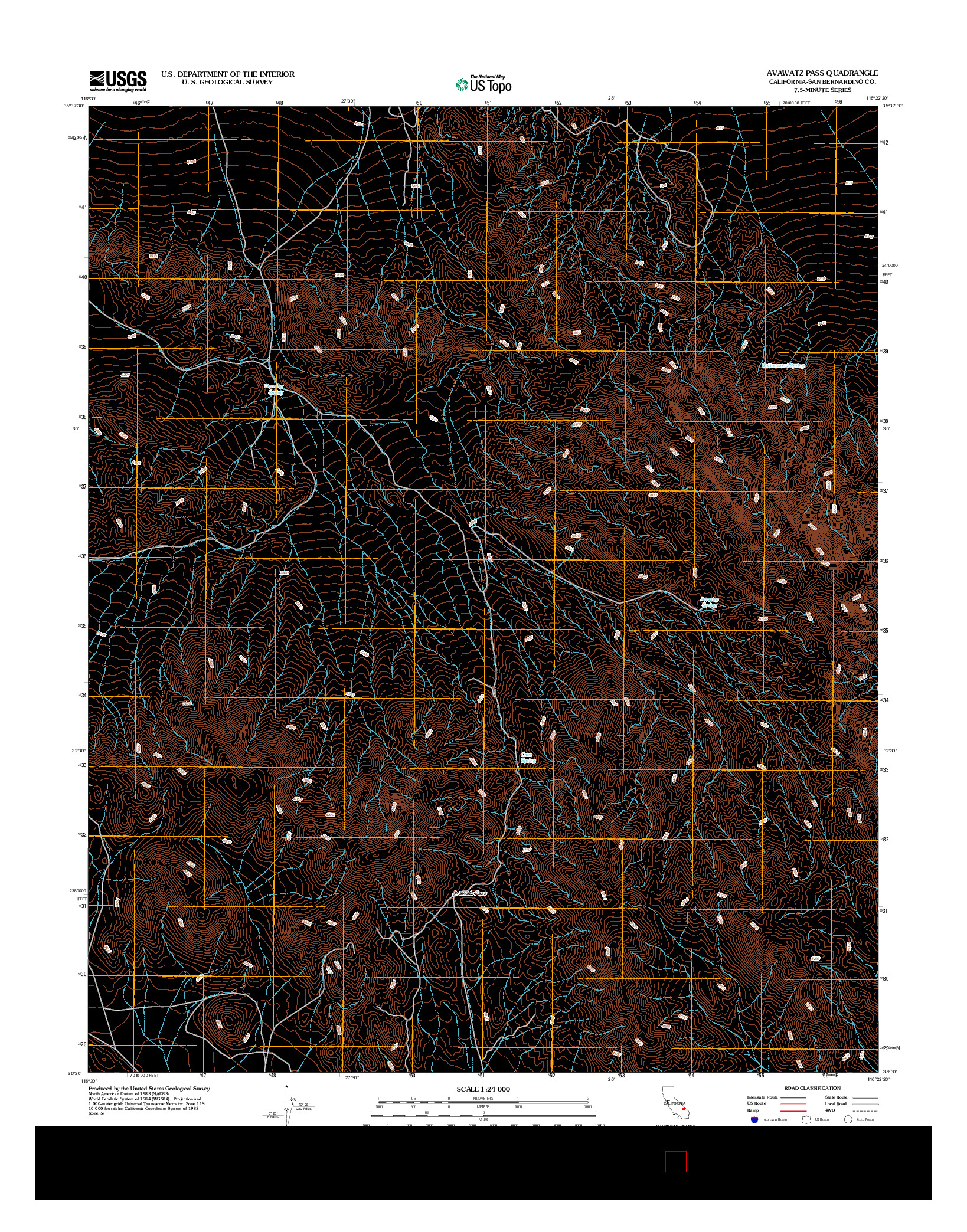 USGS US TOPO 7.5-MINUTE MAP FOR AVAWATZ PASS, CA 2012