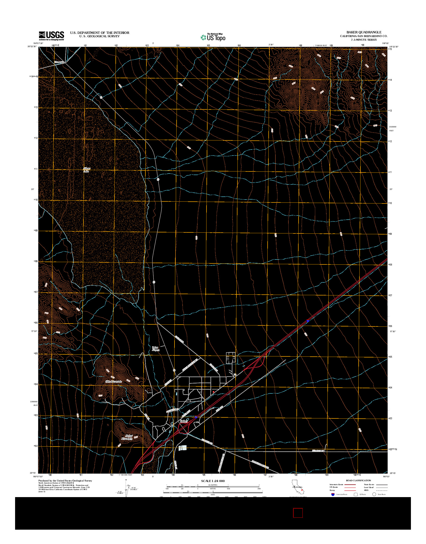 USGS US TOPO 7.5-MINUTE MAP FOR BAKER, CA 2012
