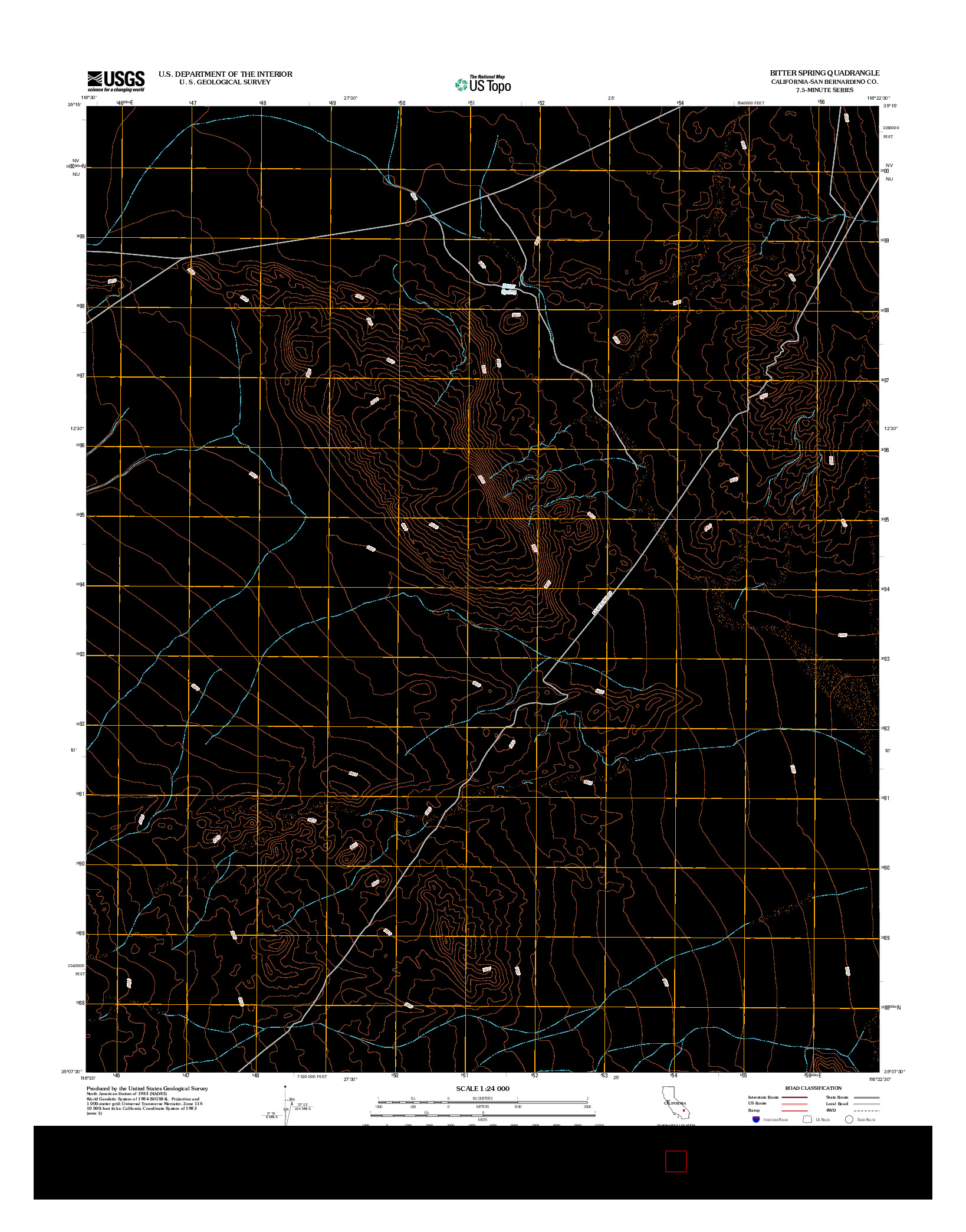 USGS US TOPO 7.5-MINUTE MAP FOR BITTER SPRING, CA 2012