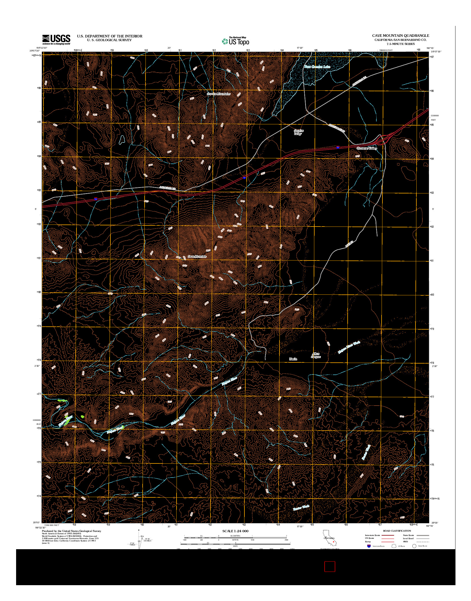 USGS US TOPO 7.5-MINUTE MAP FOR CAVE MOUNTAIN, CA 2012