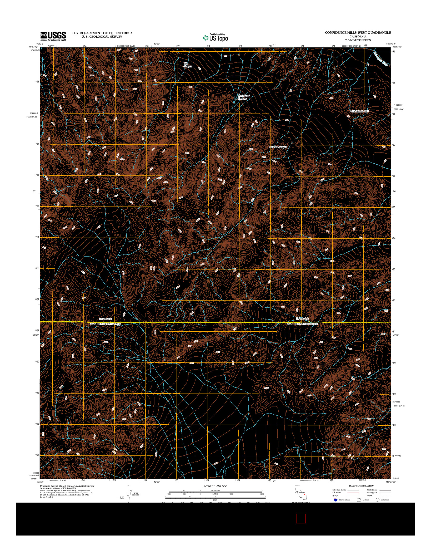 USGS US TOPO 7.5-MINUTE MAP FOR CONFIDENCE HILLS WEST, CA 2012