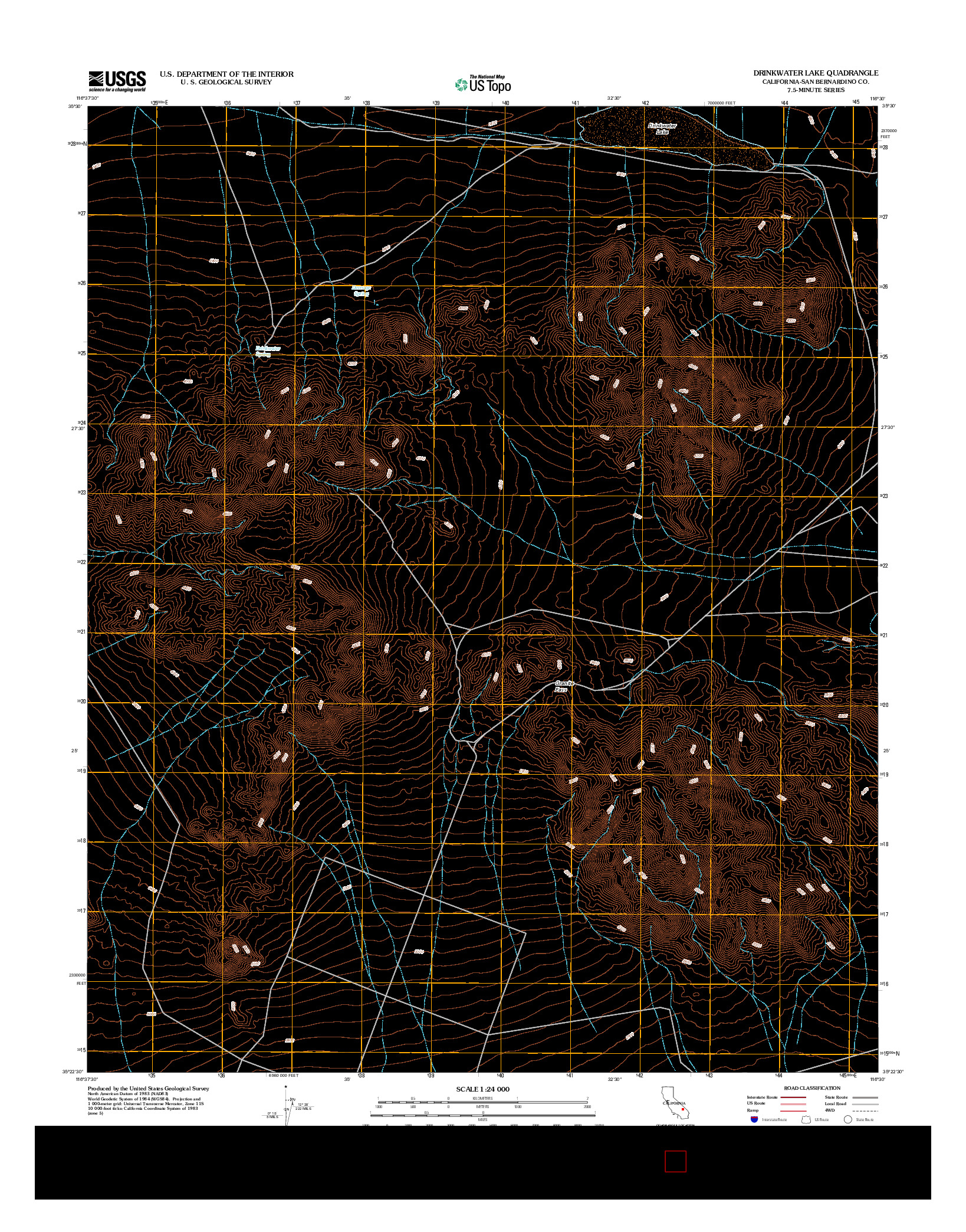 USGS US TOPO 7.5-MINUTE MAP FOR DRINKWATER LAKE, CA 2012