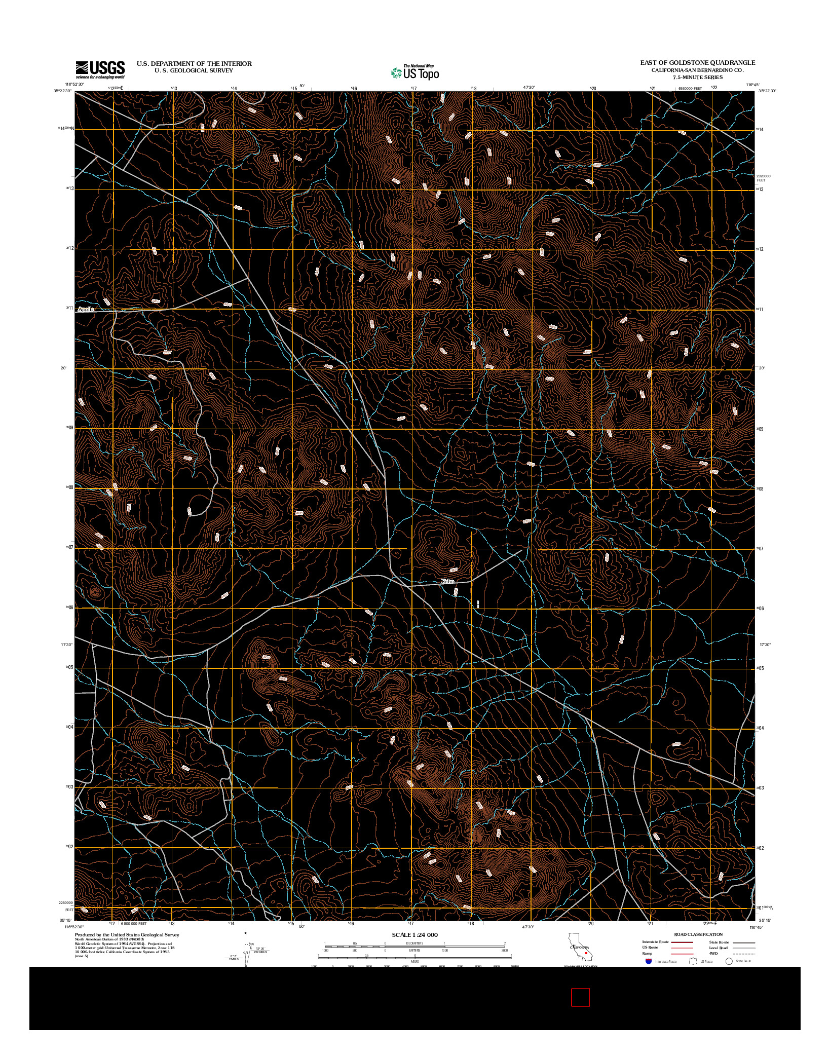 USGS US TOPO 7.5-MINUTE MAP FOR EAST OF GOLDSTONE, CA 2012