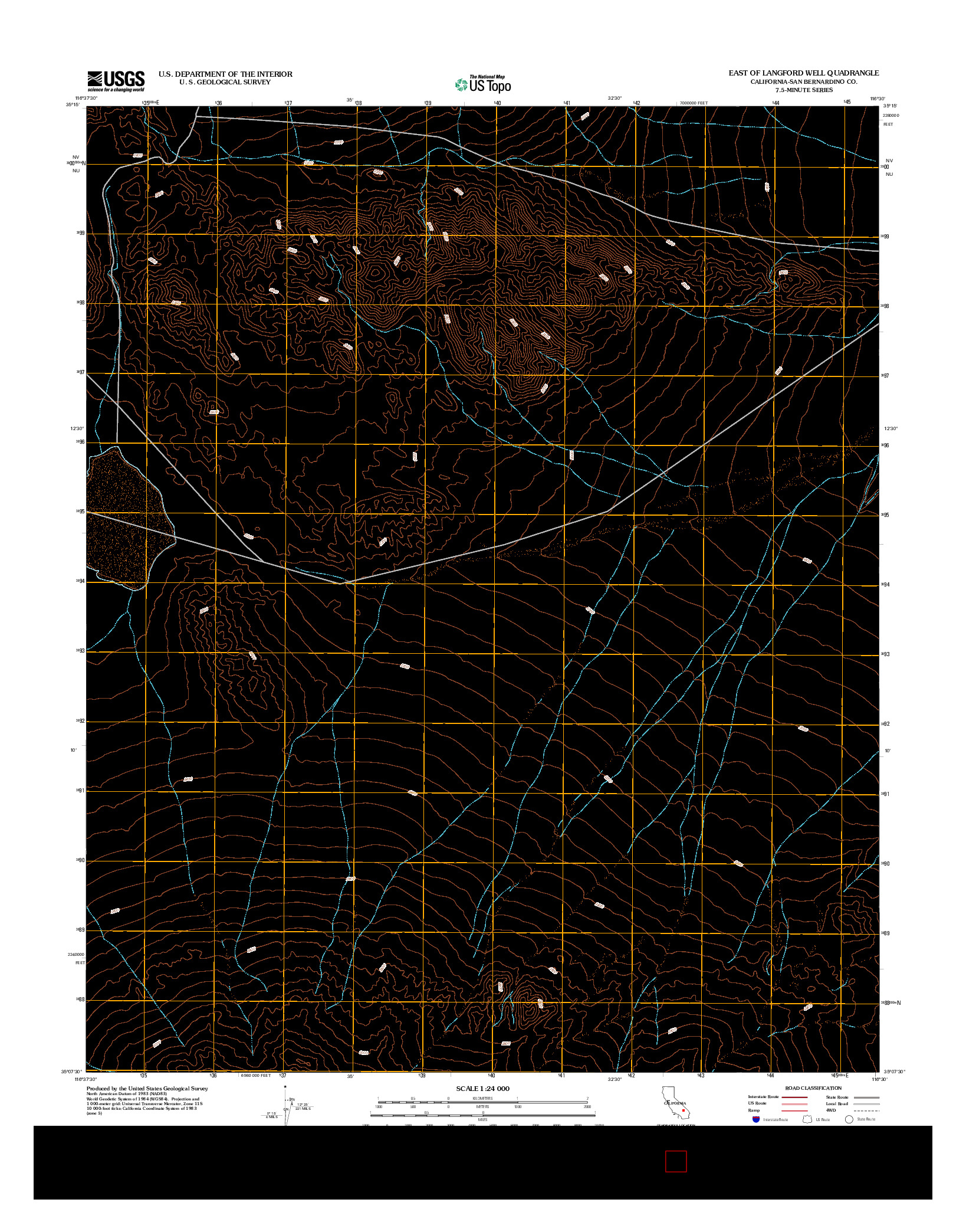 USGS US TOPO 7.5-MINUTE MAP FOR EAST OF LANGFORD WELL, CA 2012