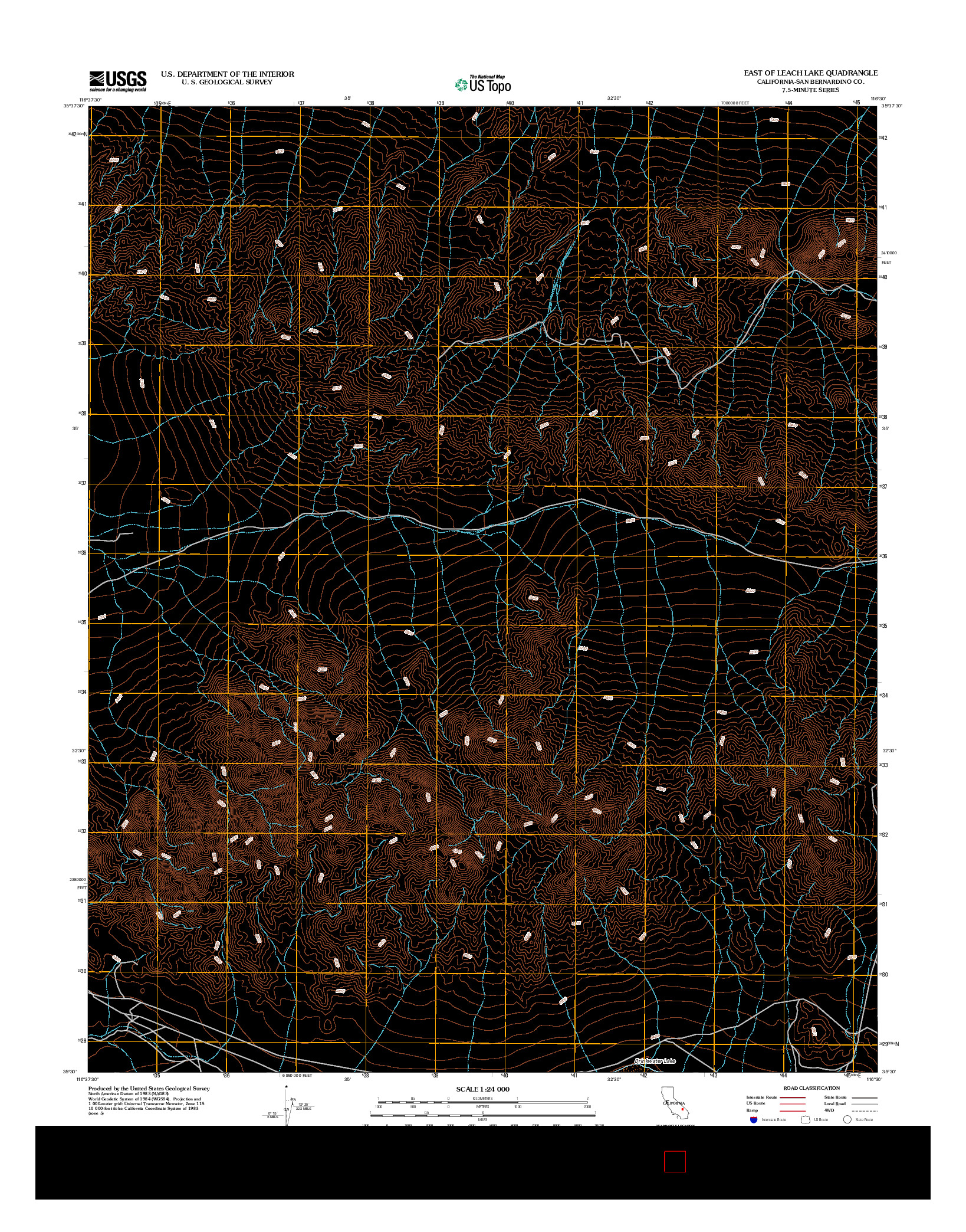 USGS US TOPO 7.5-MINUTE MAP FOR EAST OF LEACH LAKE, CA 2012