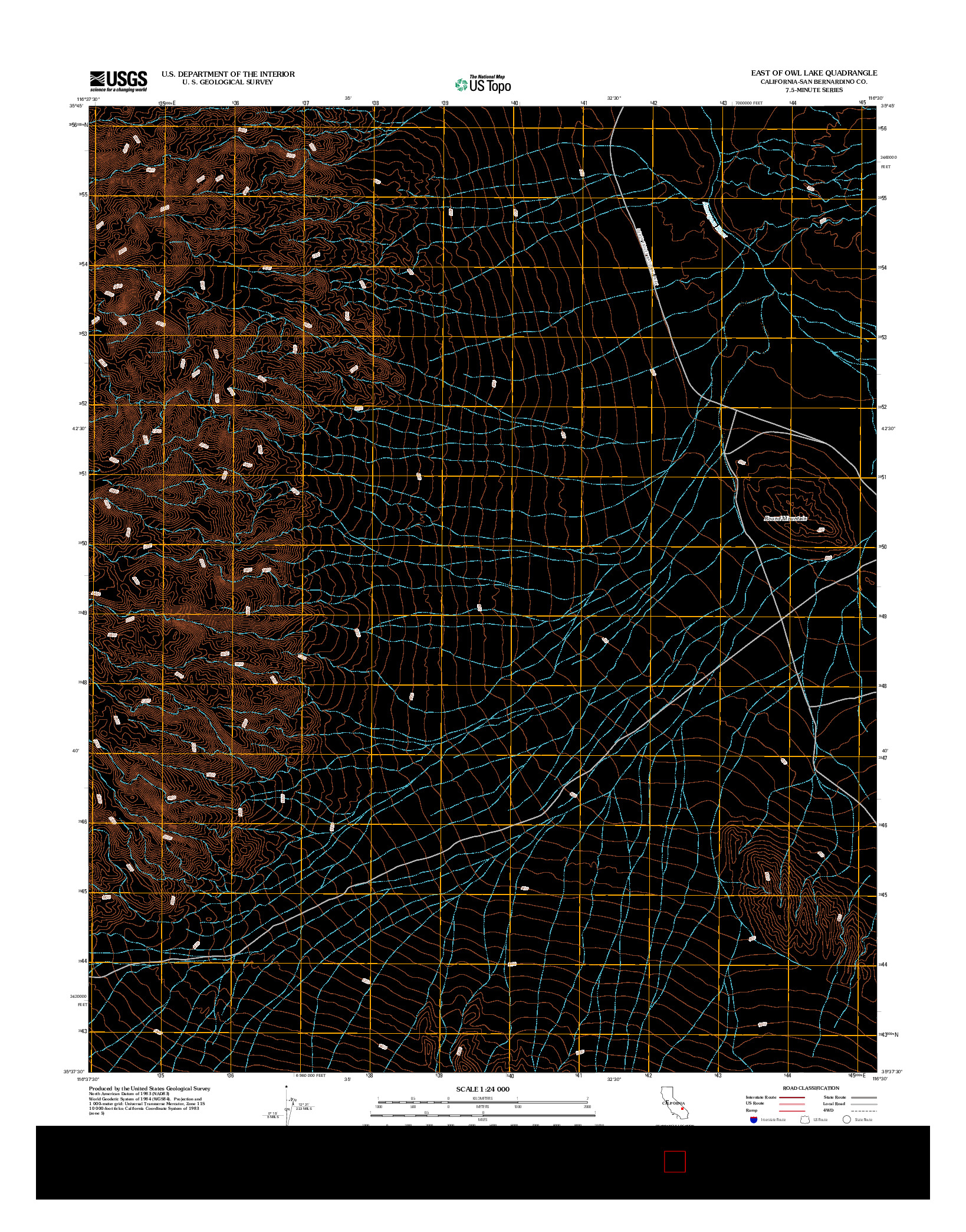 USGS US TOPO 7.5-MINUTE MAP FOR EAST OF OWL LAKE, CA 2012