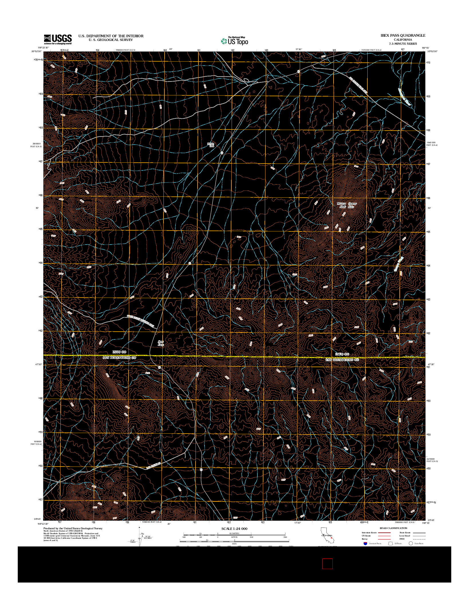 USGS US TOPO 7.5-MINUTE MAP FOR IBEX PASS, CA 2012