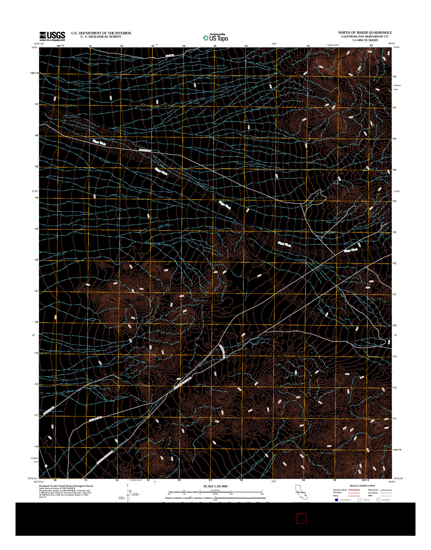 USGS US TOPO 7.5-MINUTE MAP FOR NORTH OF BAKER, CA 2012