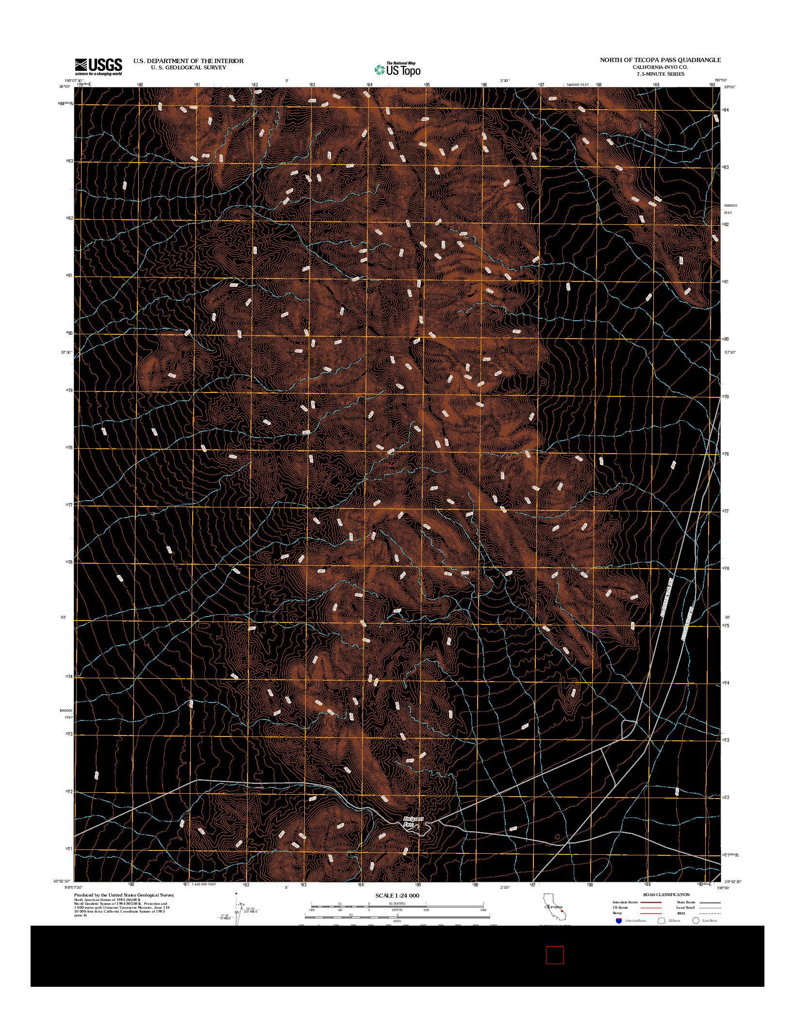 USGS US TOPO 7.5-MINUTE MAP FOR NORTH OF TECOPA PASS, CA 2012