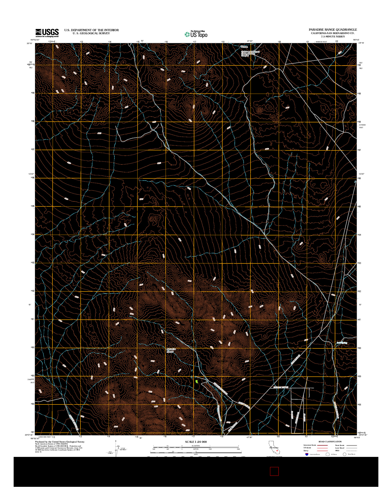 USGS US TOPO 7.5-MINUTE MAP FOR PARADISE RANGE, CA 2012