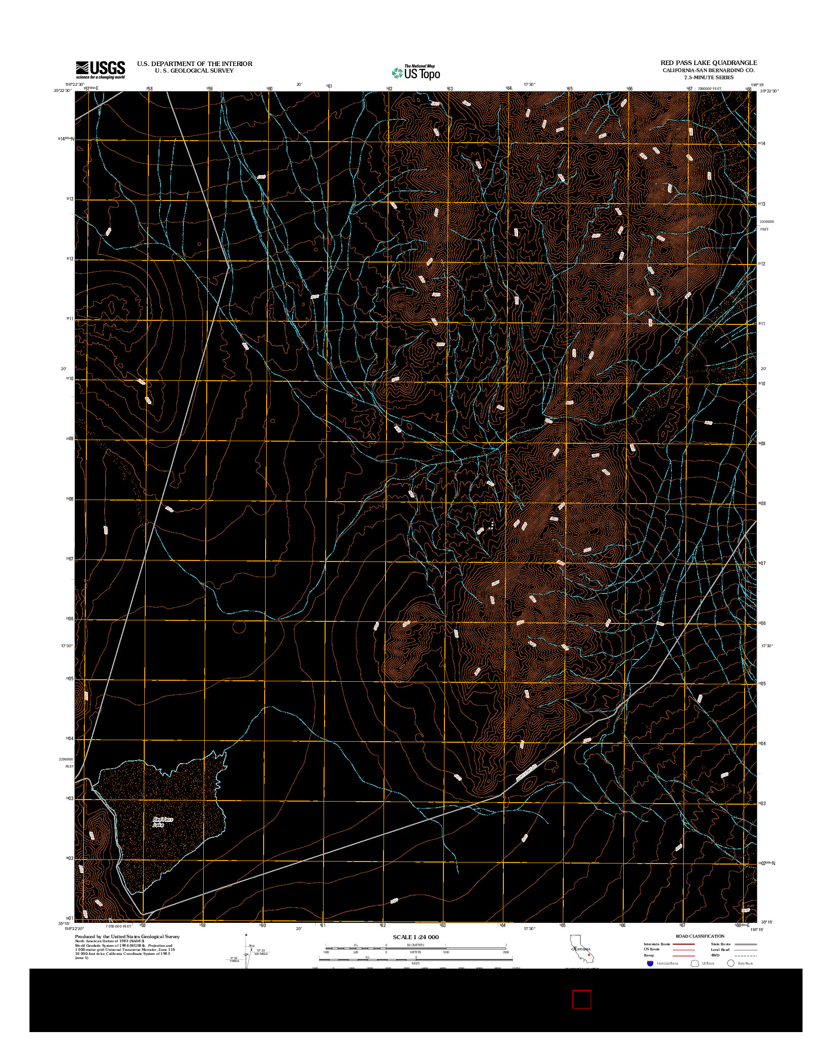 USGS US TOPO 7.5-MINUTE MAP FOR RED PASS LAKE, CA 2012