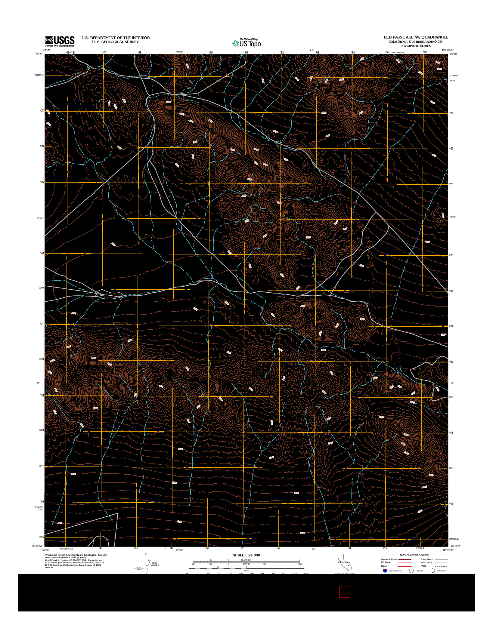 USGS US TOPO 7.5-MINUTE MAP FOR RED PASS LAKE NW, CA 2012