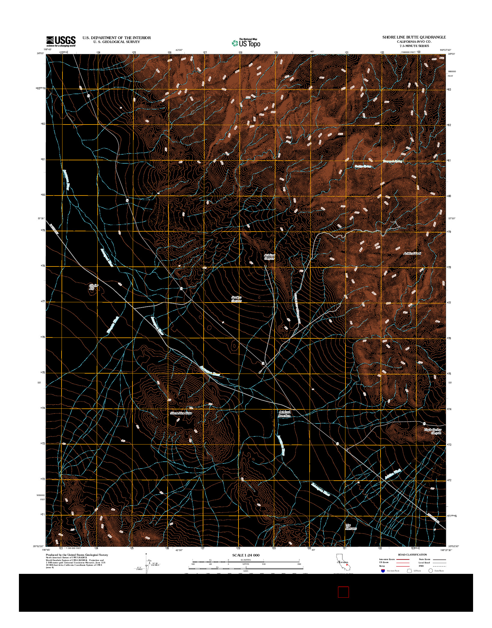 USGS US TOPO 7.5-MINUTE MAP FOR SHORE LINE BUTTE, CA 2012