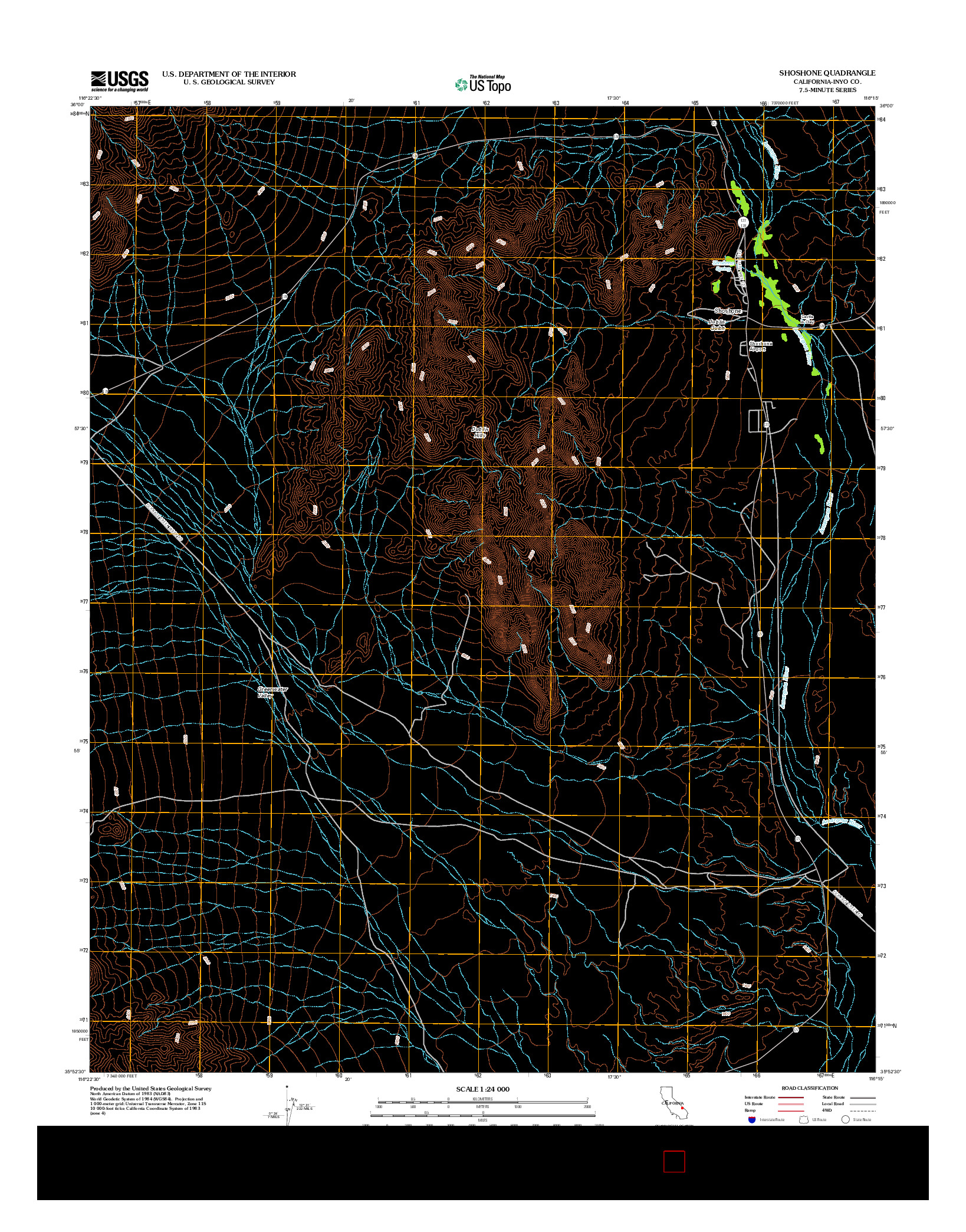 USGS US TOPO 7.5-MINUTE MAP FOR SHOSHONE, CA 2012