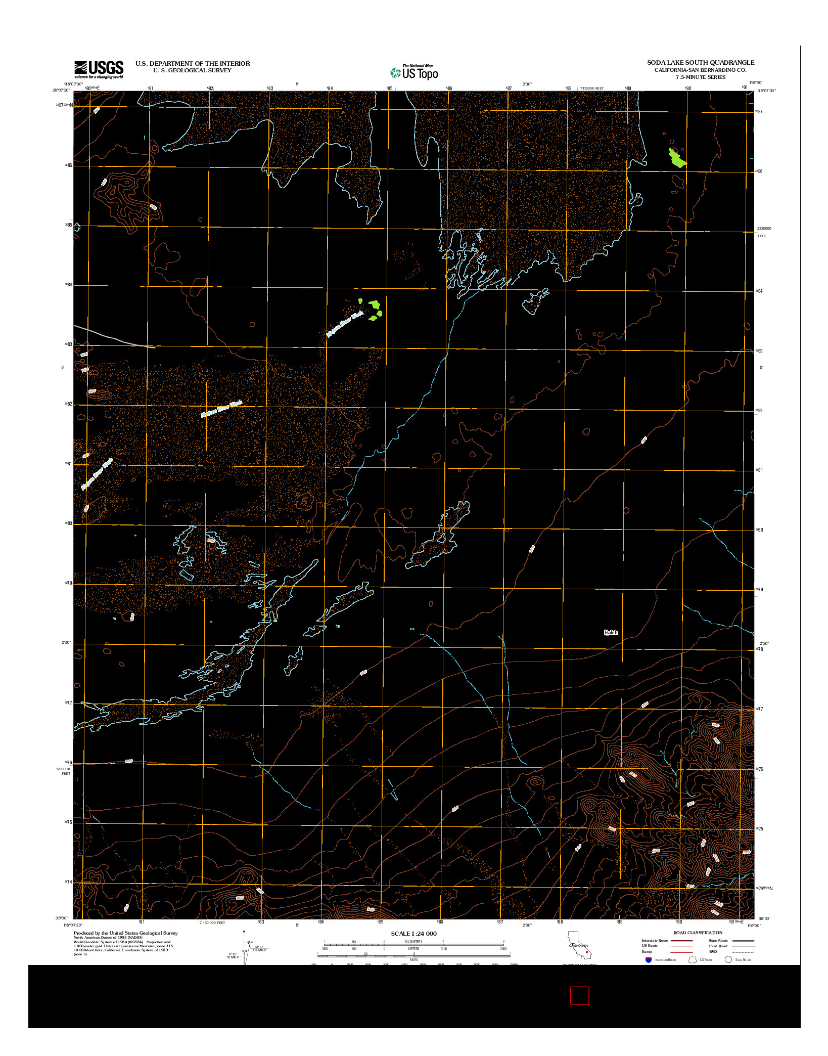 USGS US TOPO 7.5-MINUTE MAP FOR SODA LAKE SOUTH, CA 2012